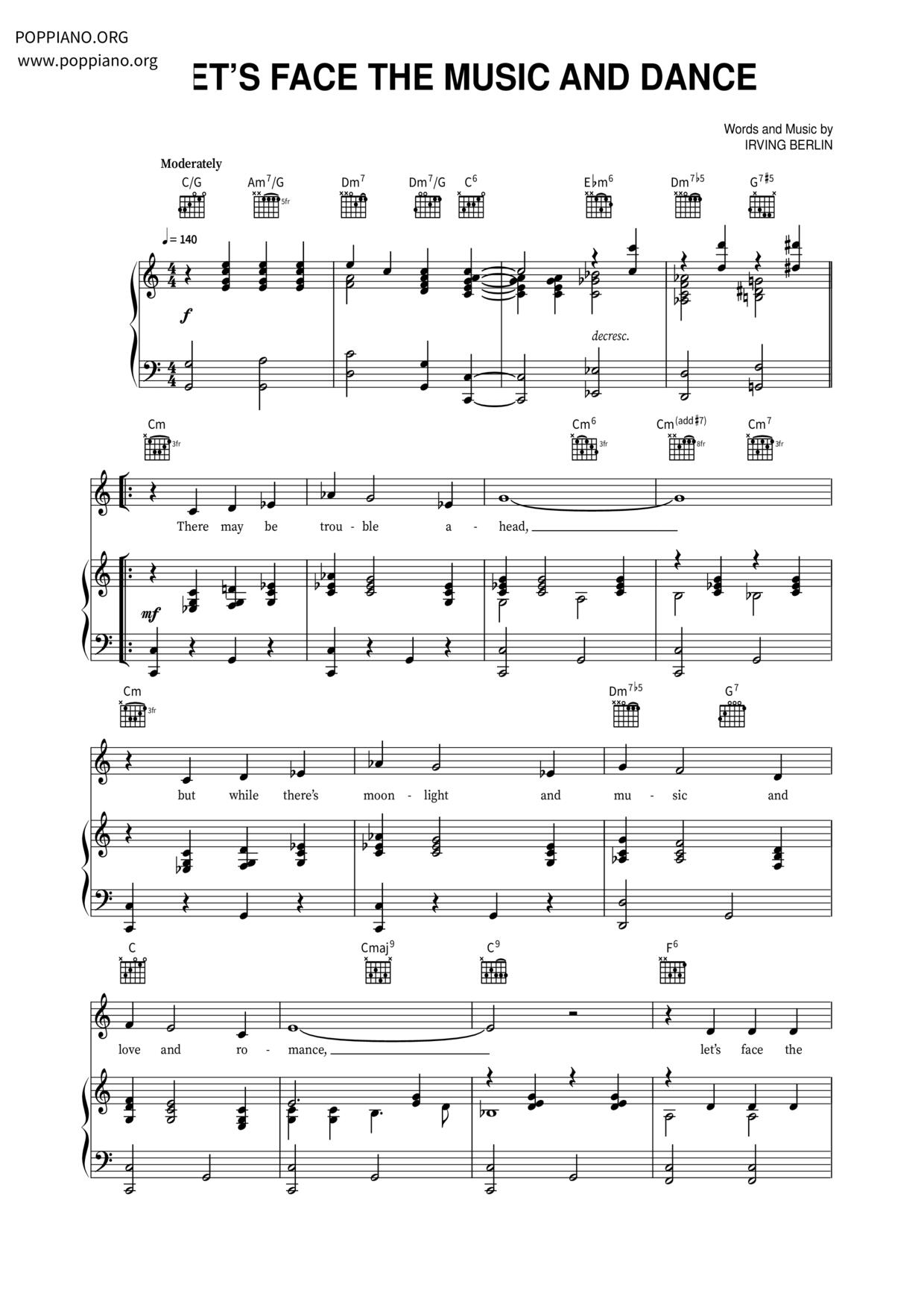 Let's Face The Music And Dance Score