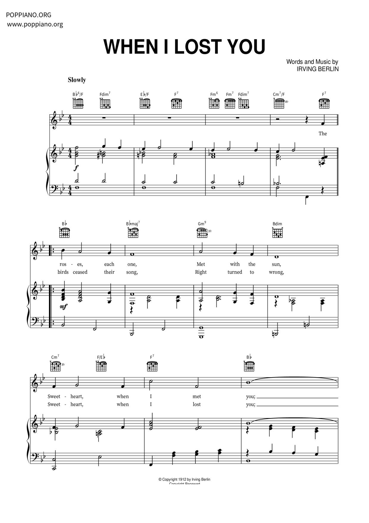 When I Lost You Score
