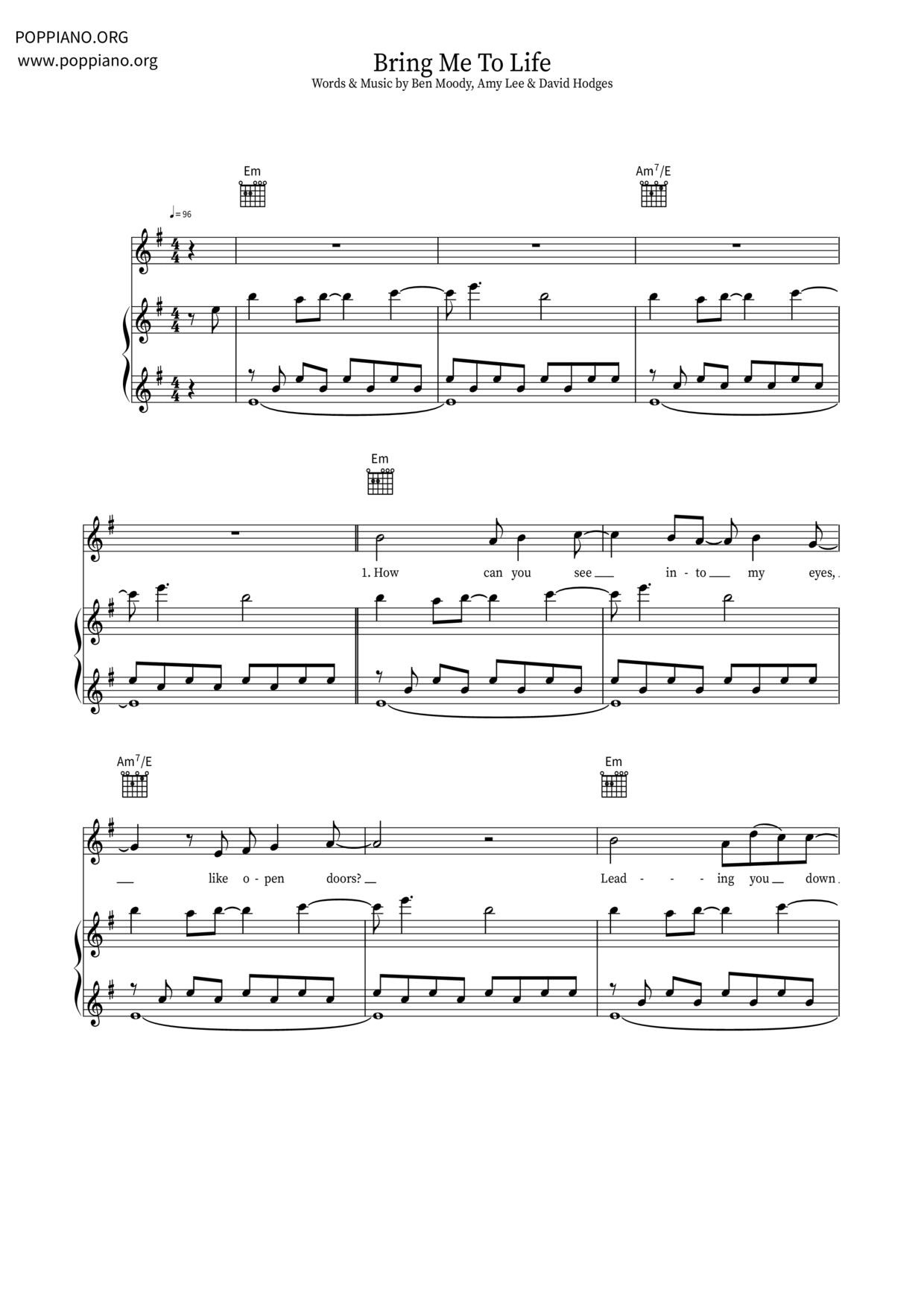 Bring Me To Life Score