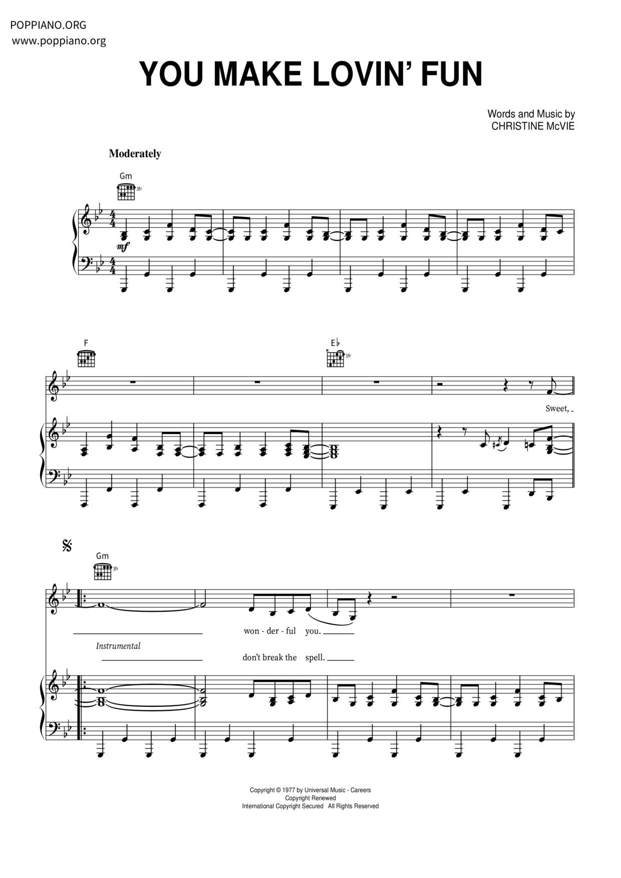 You Make Loving Fun Score