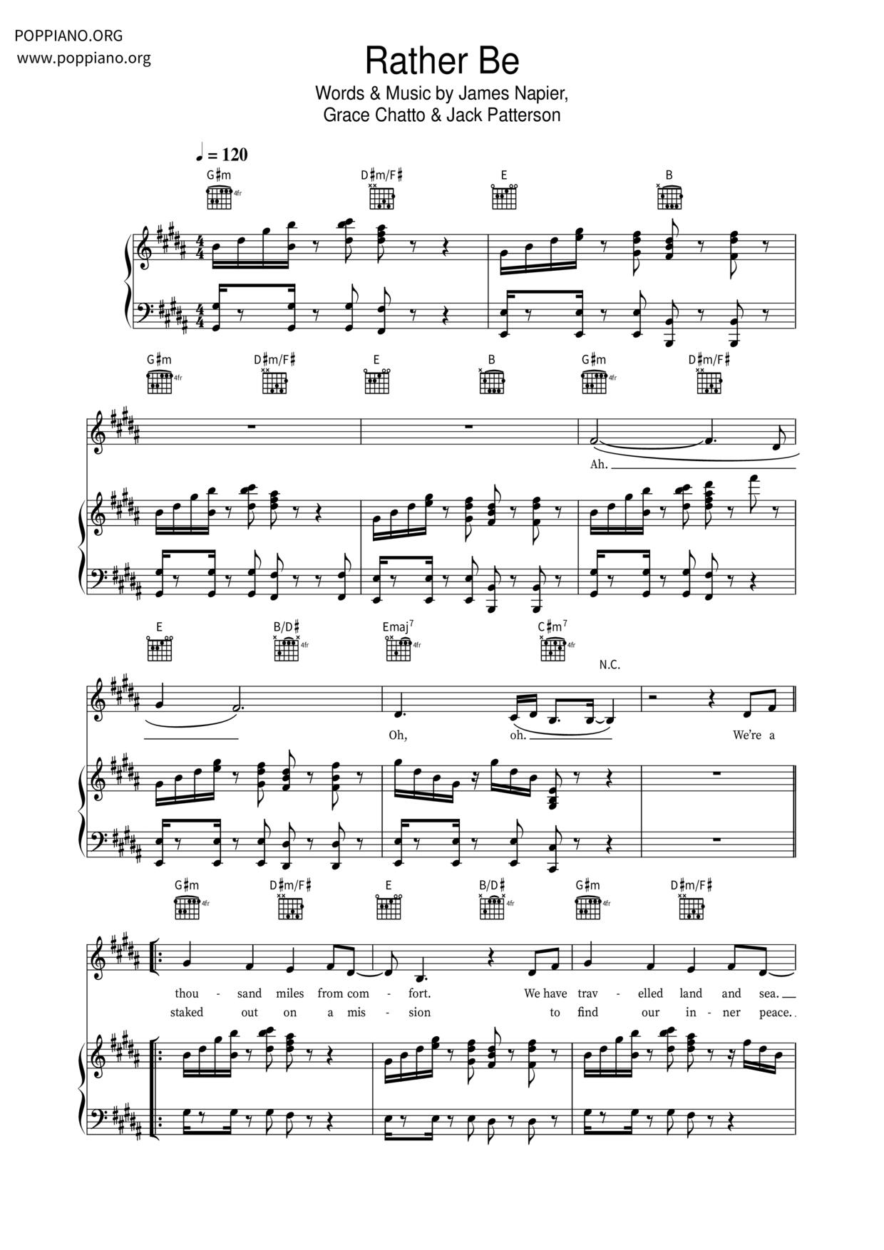 Rather Be Score