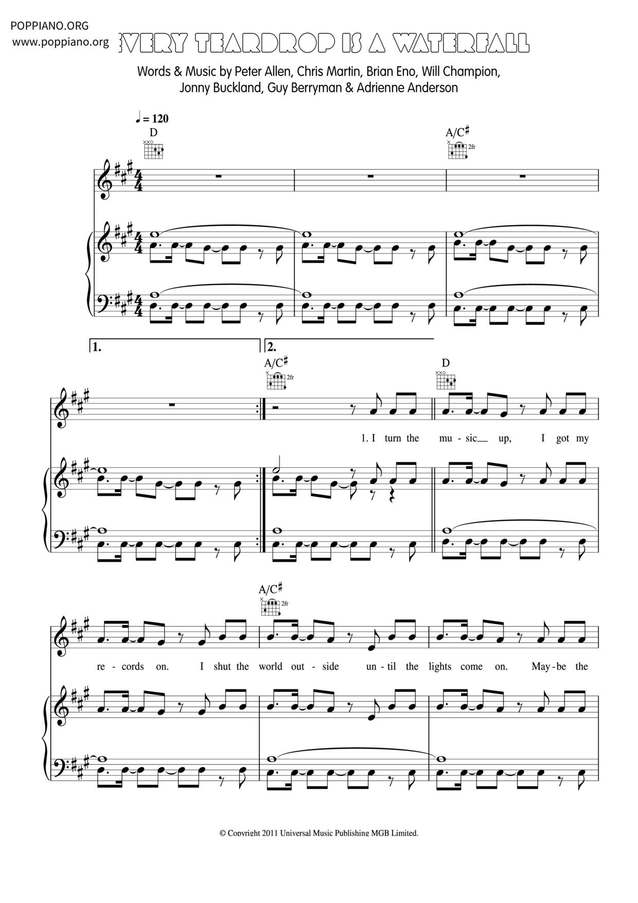 Every Teardrop Is A Waterfall Score