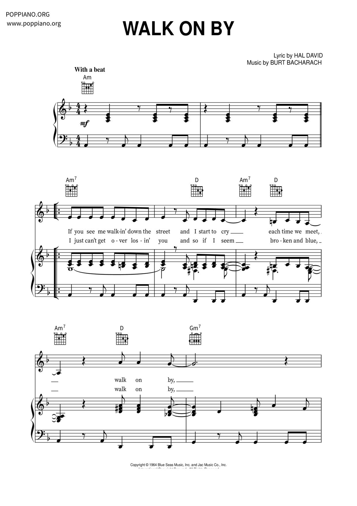 Walk On By Score