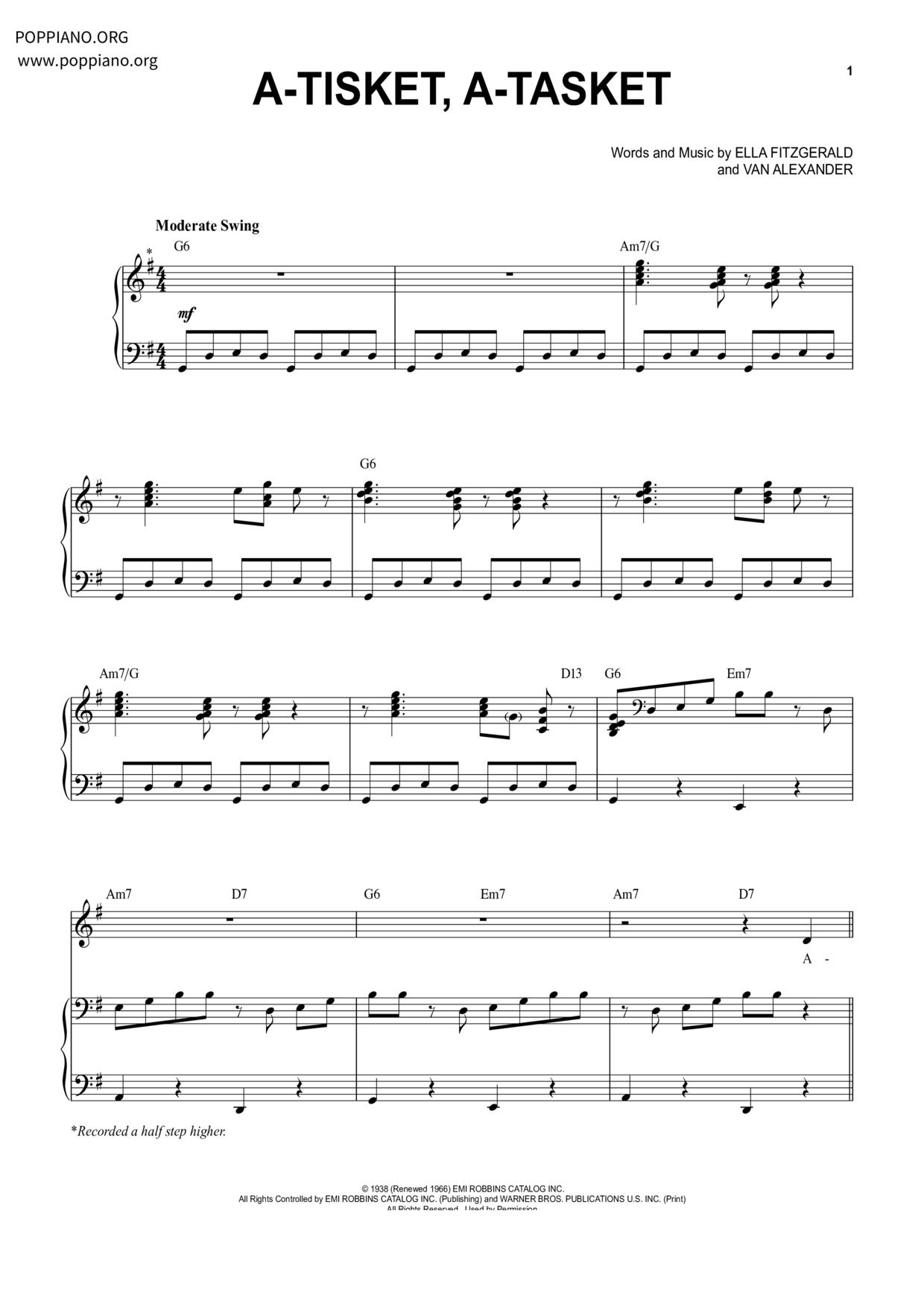 A-Tisket, A-Tasket Score