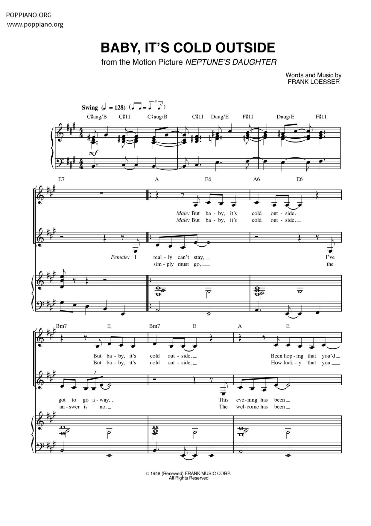 Baby, It's Cold Outside Score