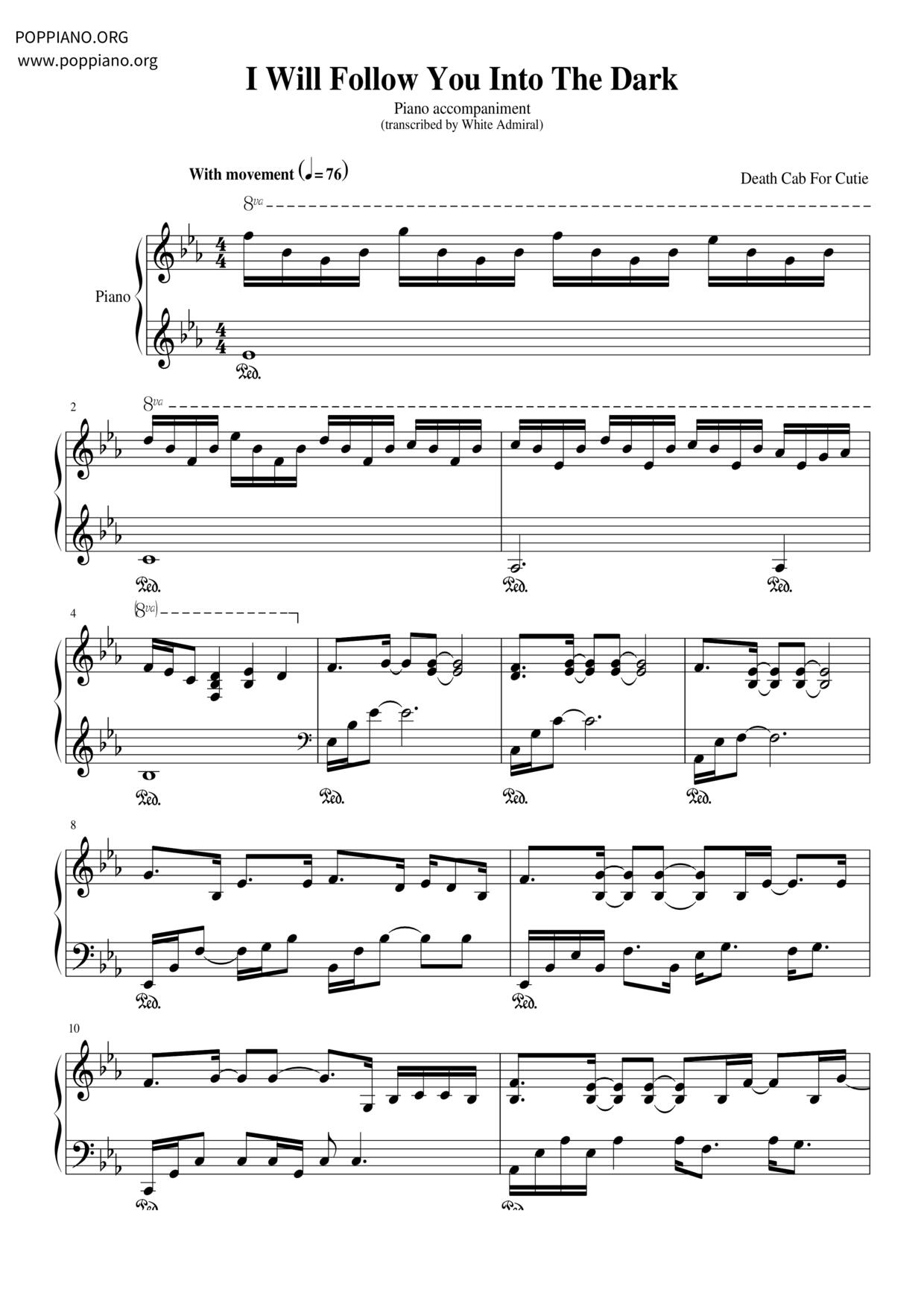 I Will Follow You Into The Dark Score