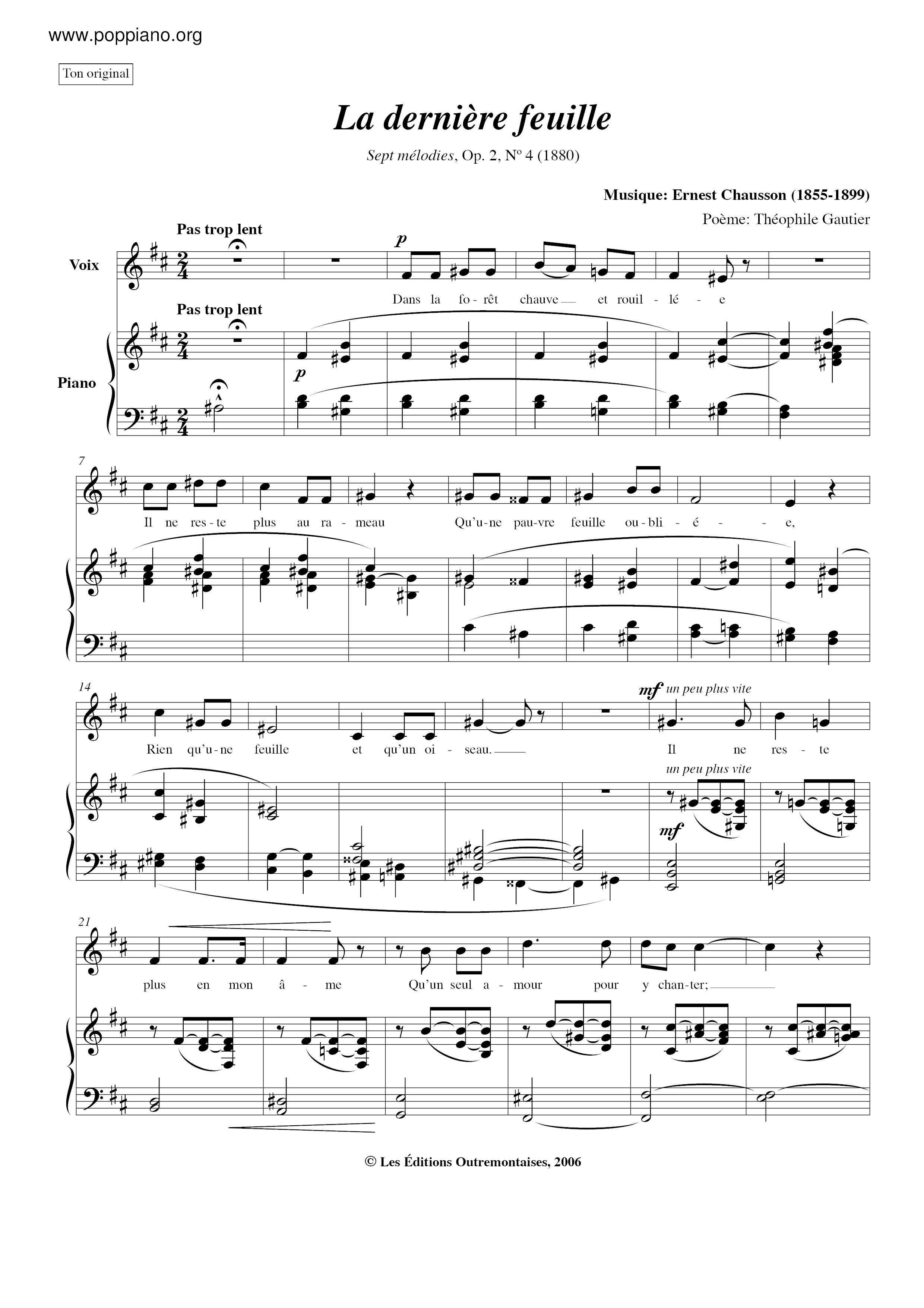 No. 4: La Derniere Feuille Score