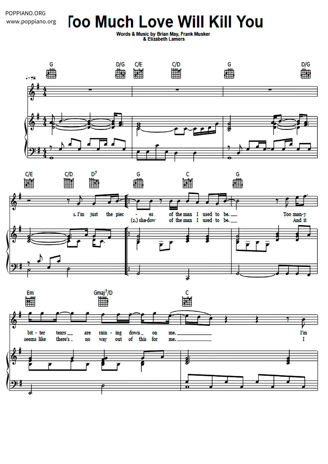 Too Much Love Will Kill You Score