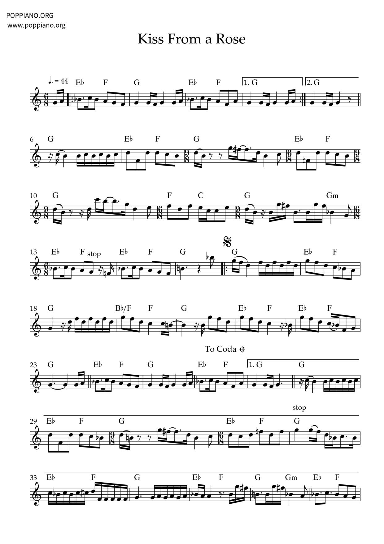 Kiss From A Rose Score
