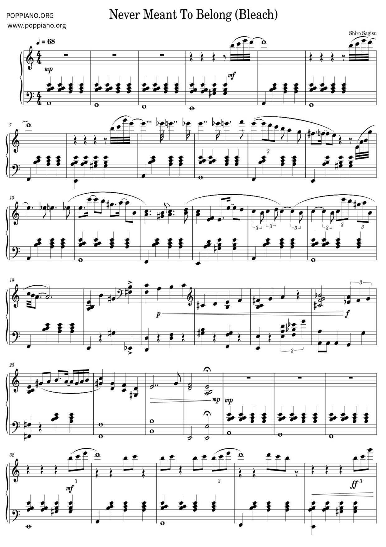 Never Meant To Belong Score