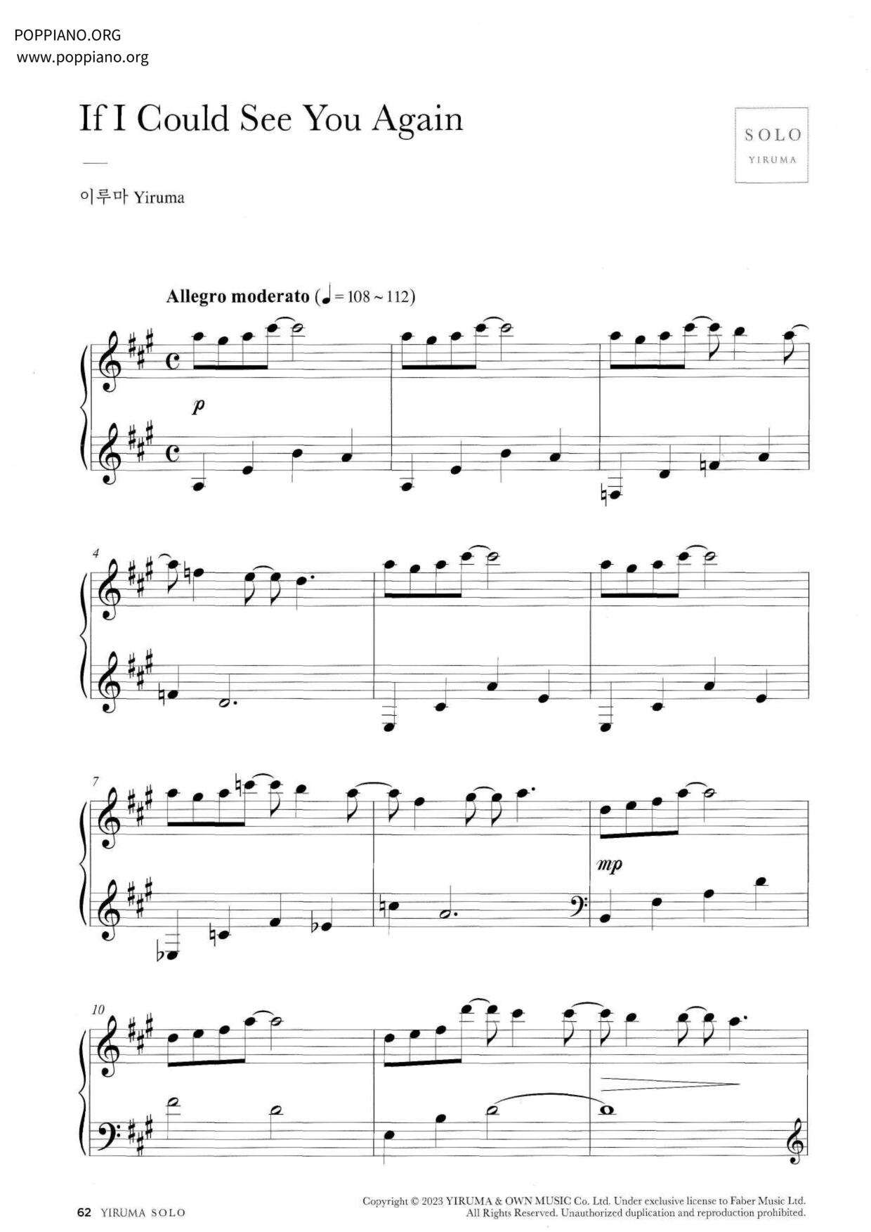 If I Could See You Again Score