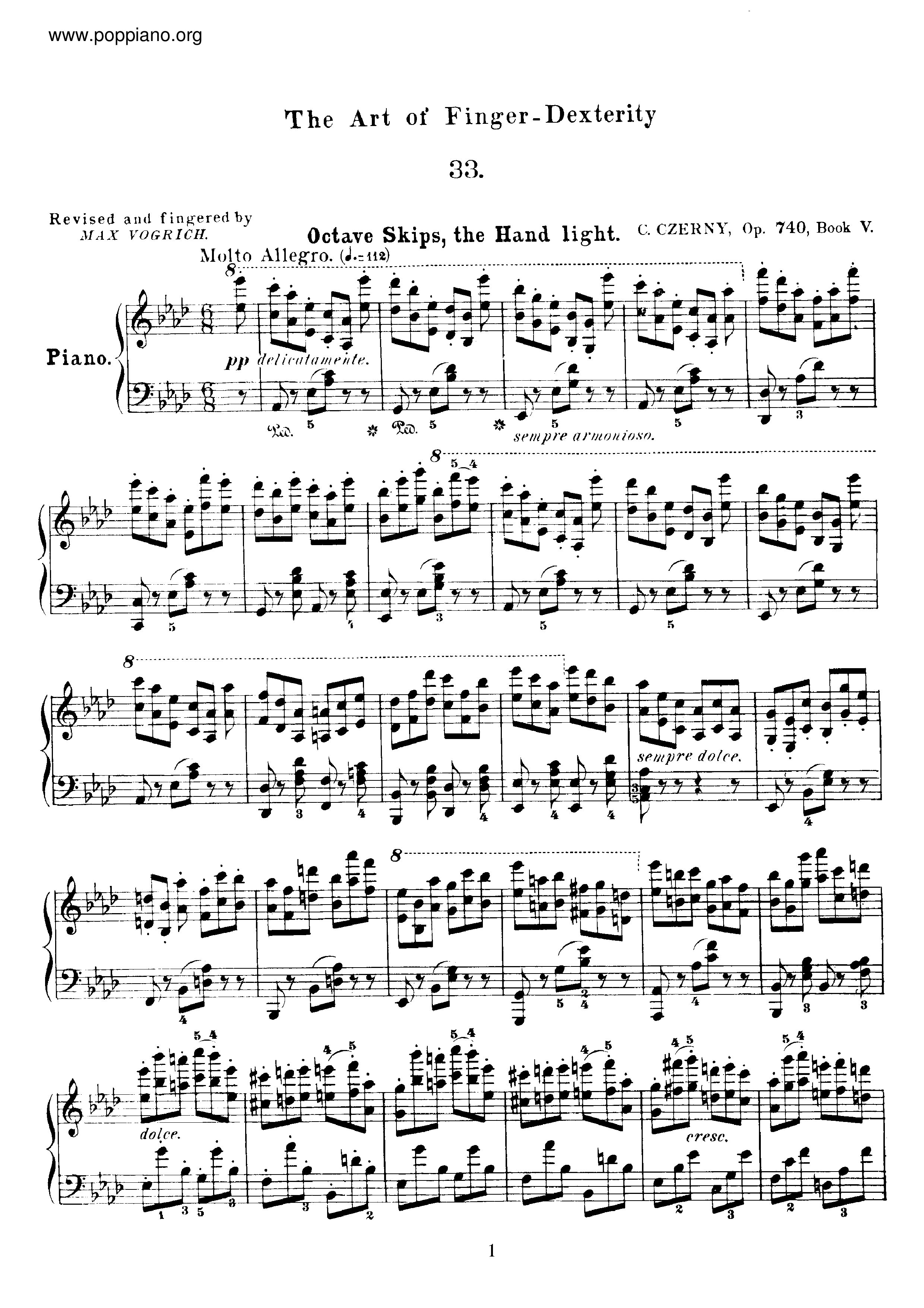 The Art Of Finger Dexterity, Op.740 Book 5 Score