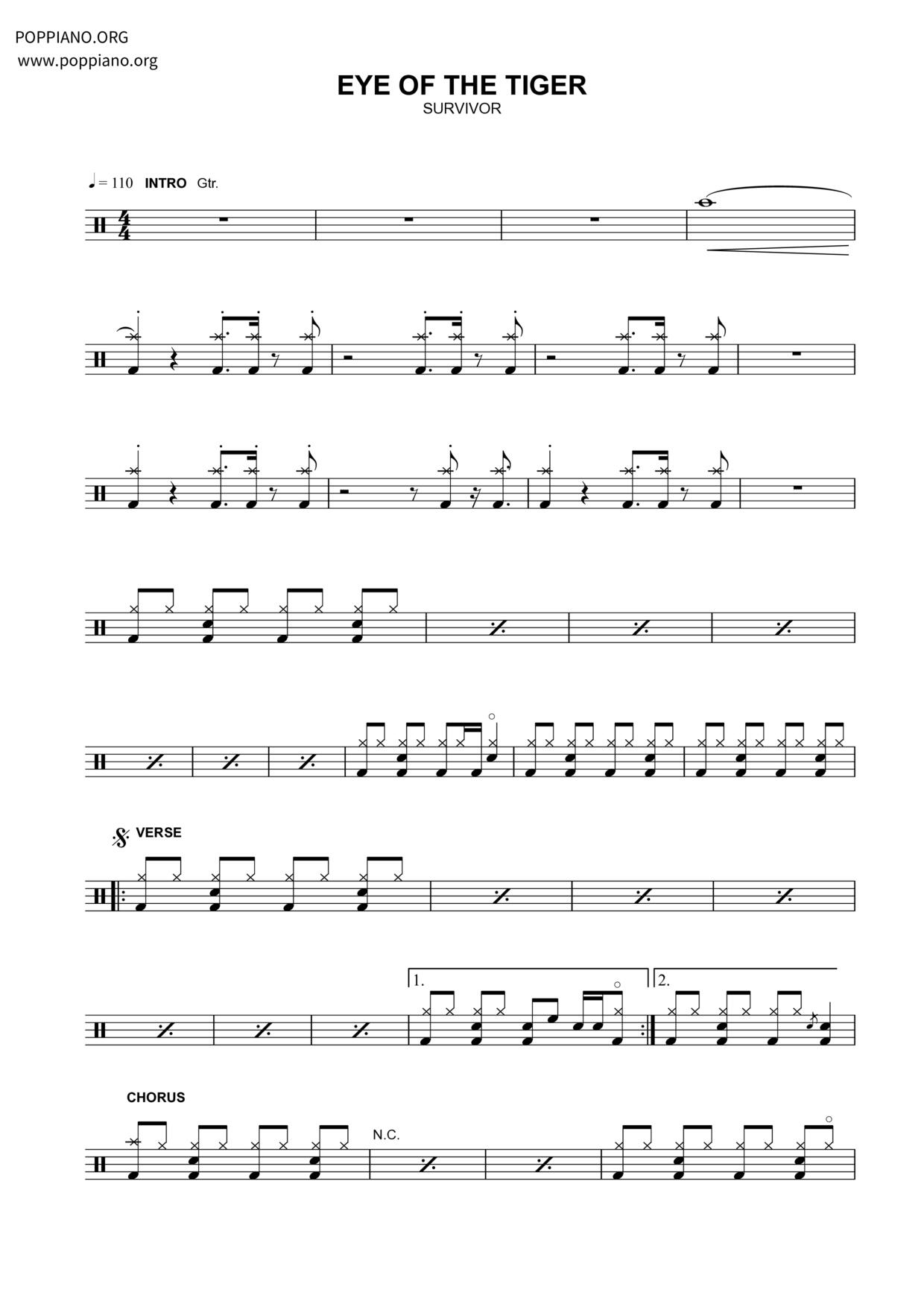 Eye Of The Tiger Score