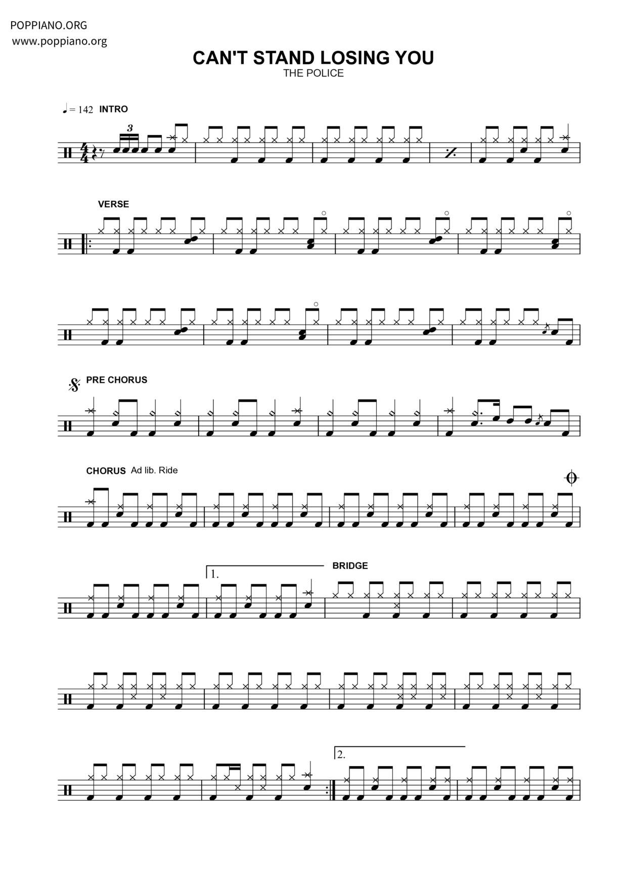 Can't Stand Losing You Score