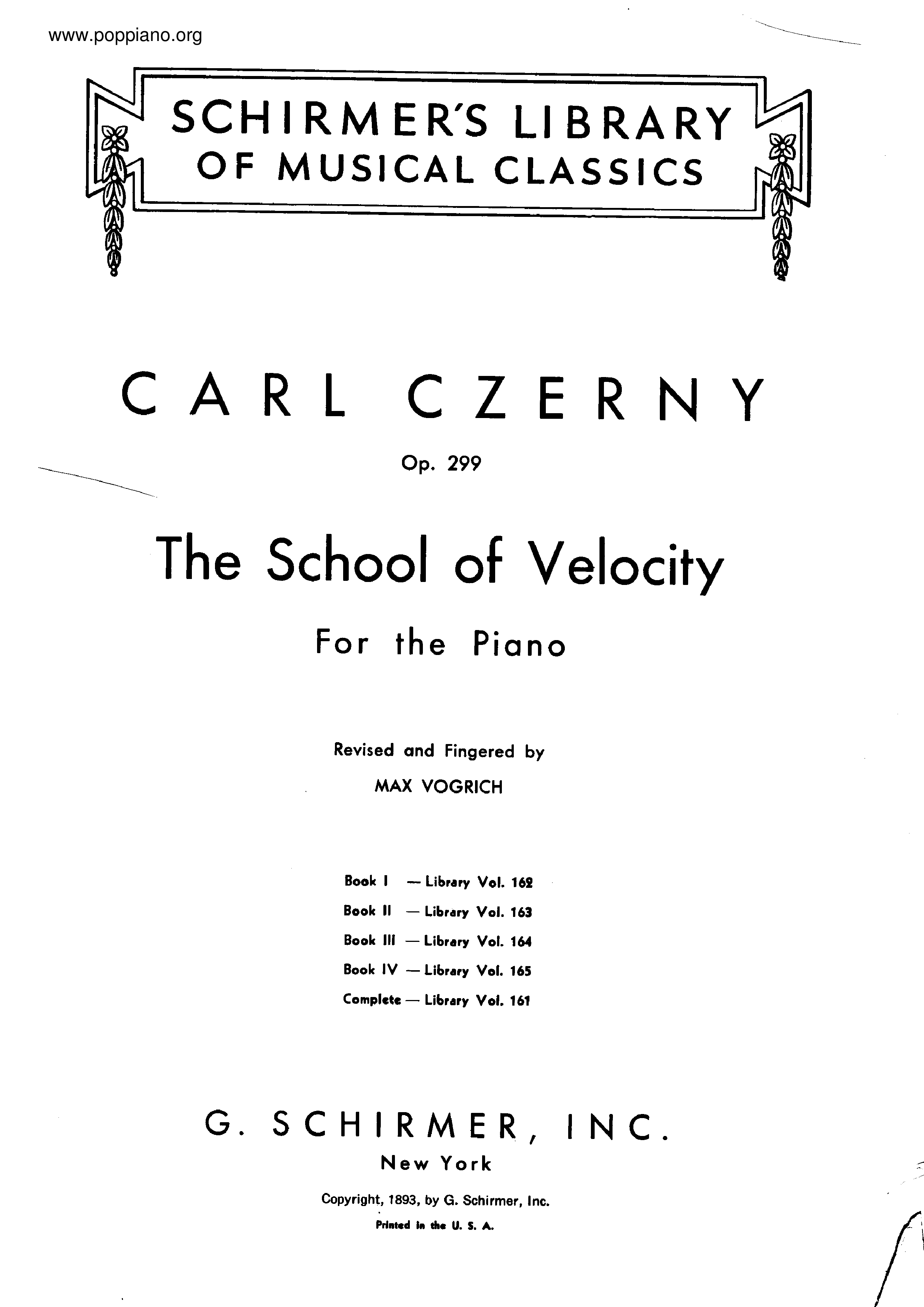 School Of Velocity, Op.299 book 1 Score