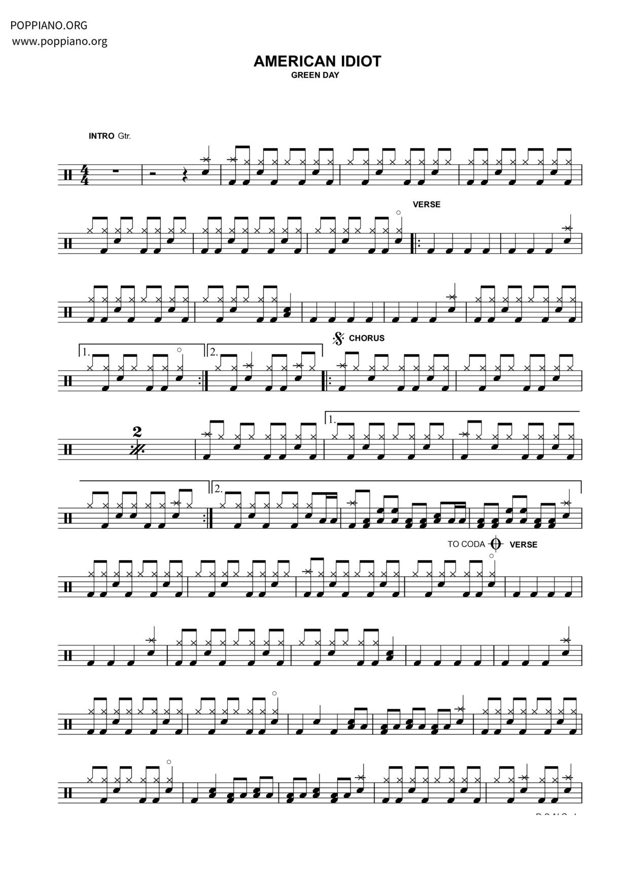 American Idiot Score