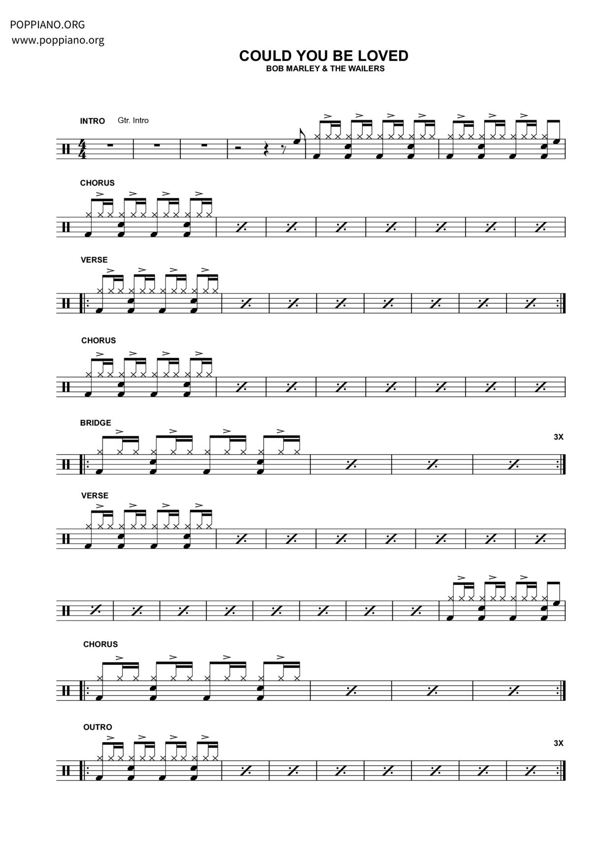 Could You Be Loved Score