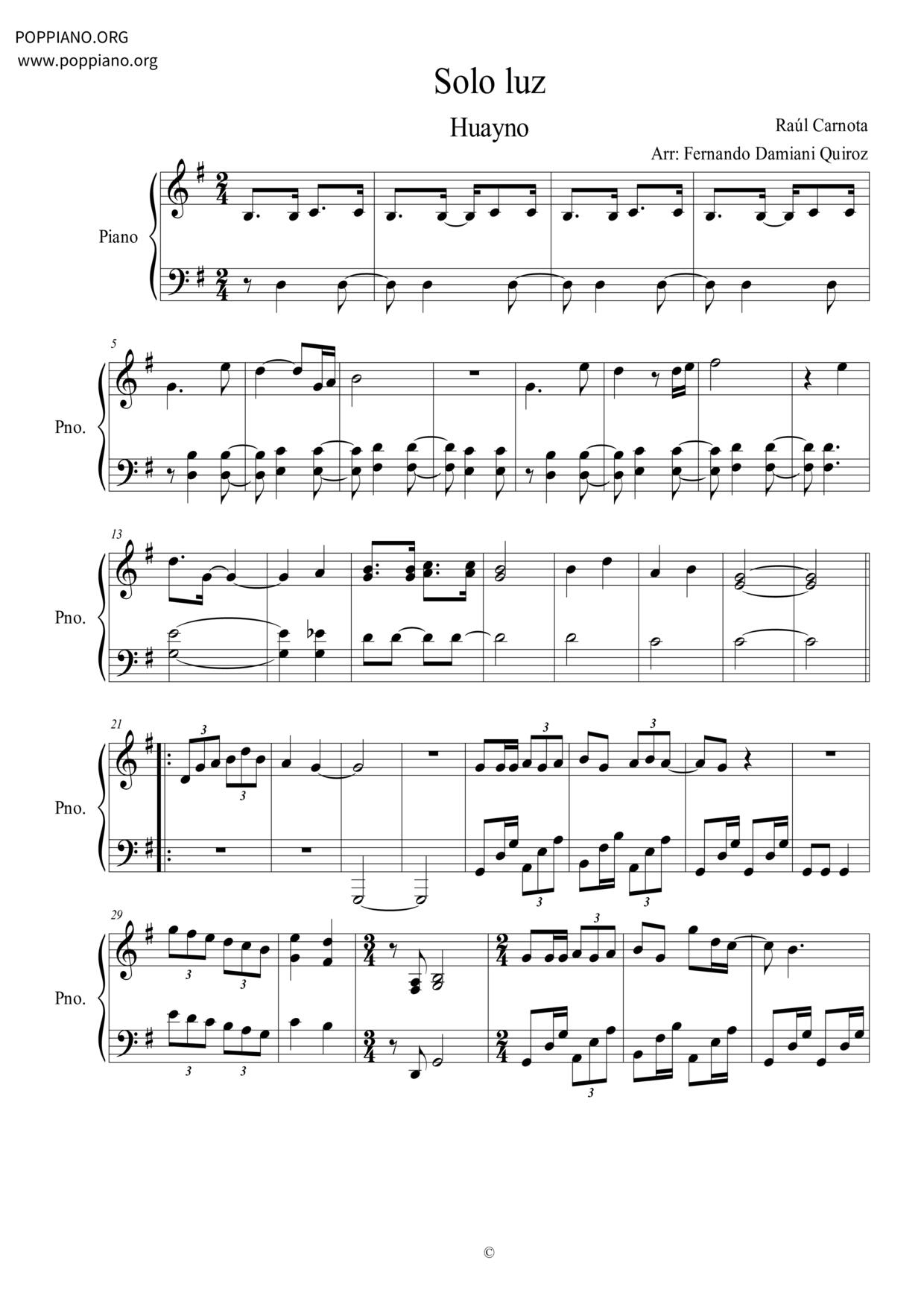 Solo Luz Score