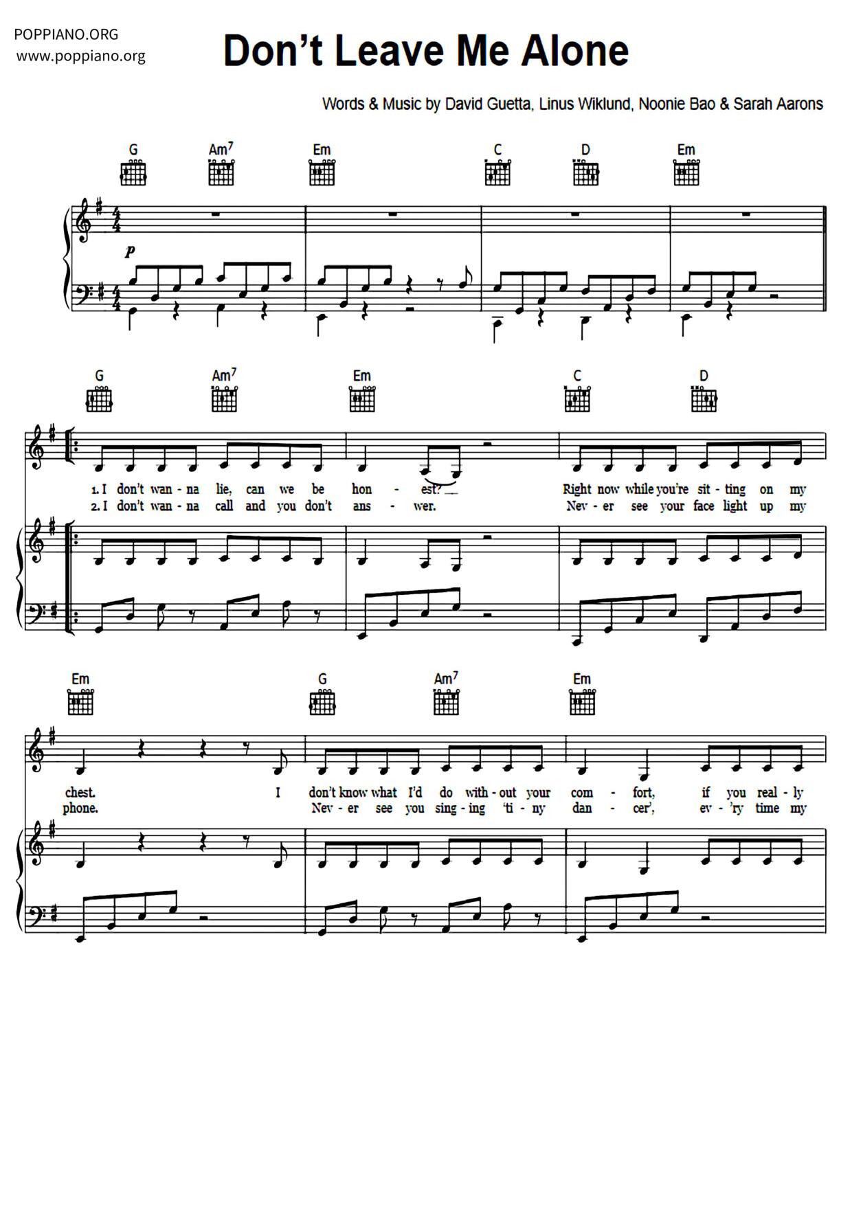 Don't Leave Me Alone Score