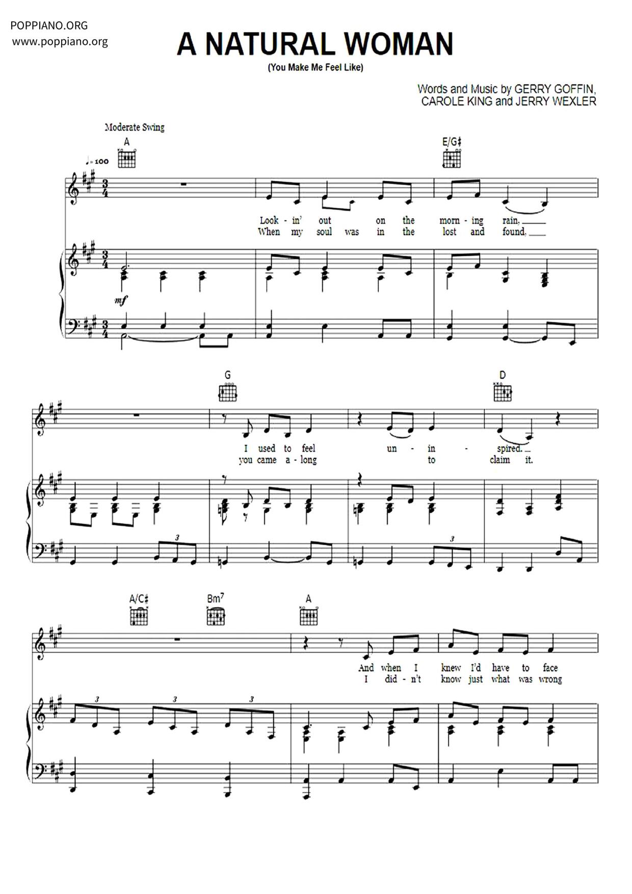 (You Make Me Feel Like) A Natural Woman Score