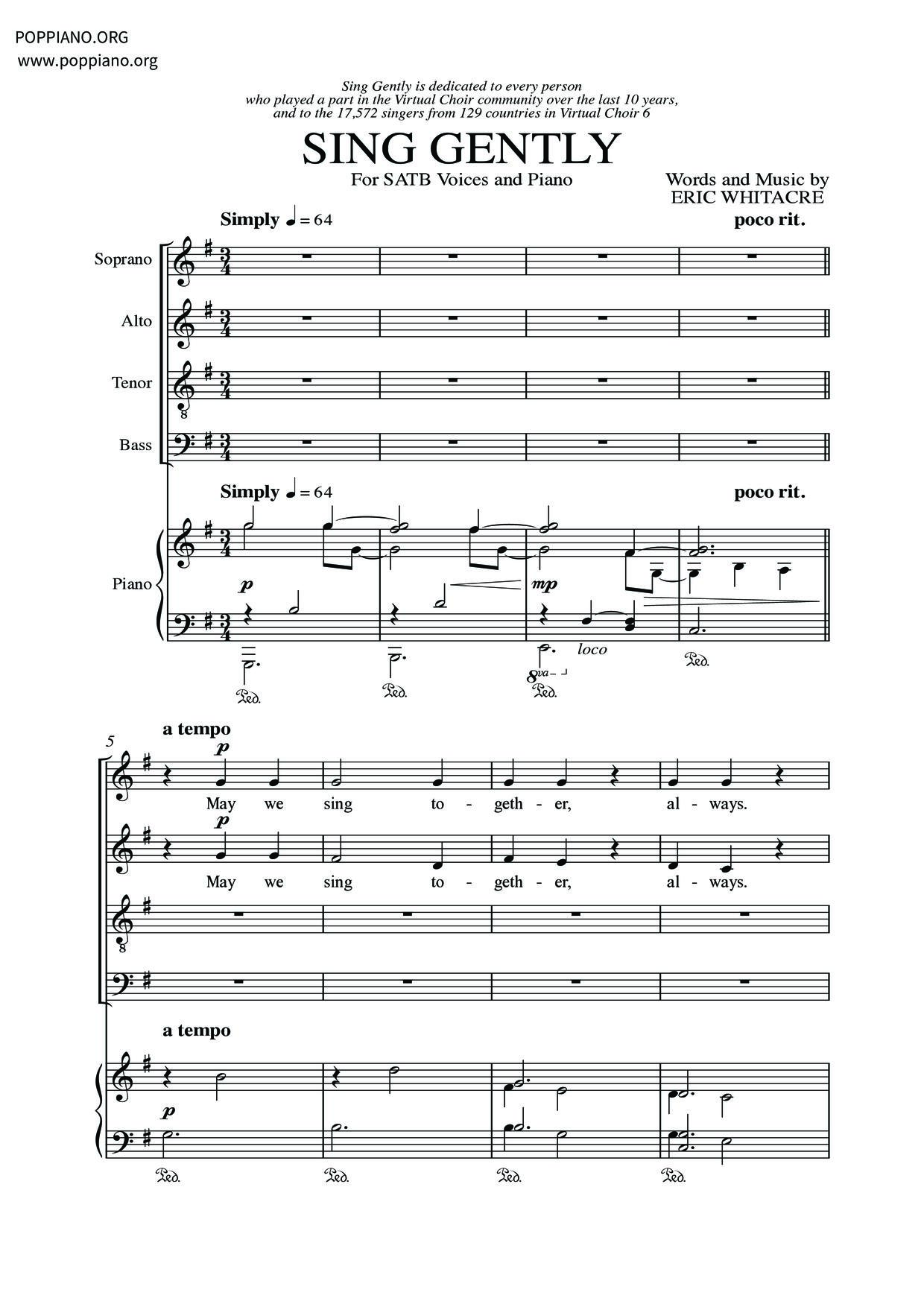 Sing Gently Score