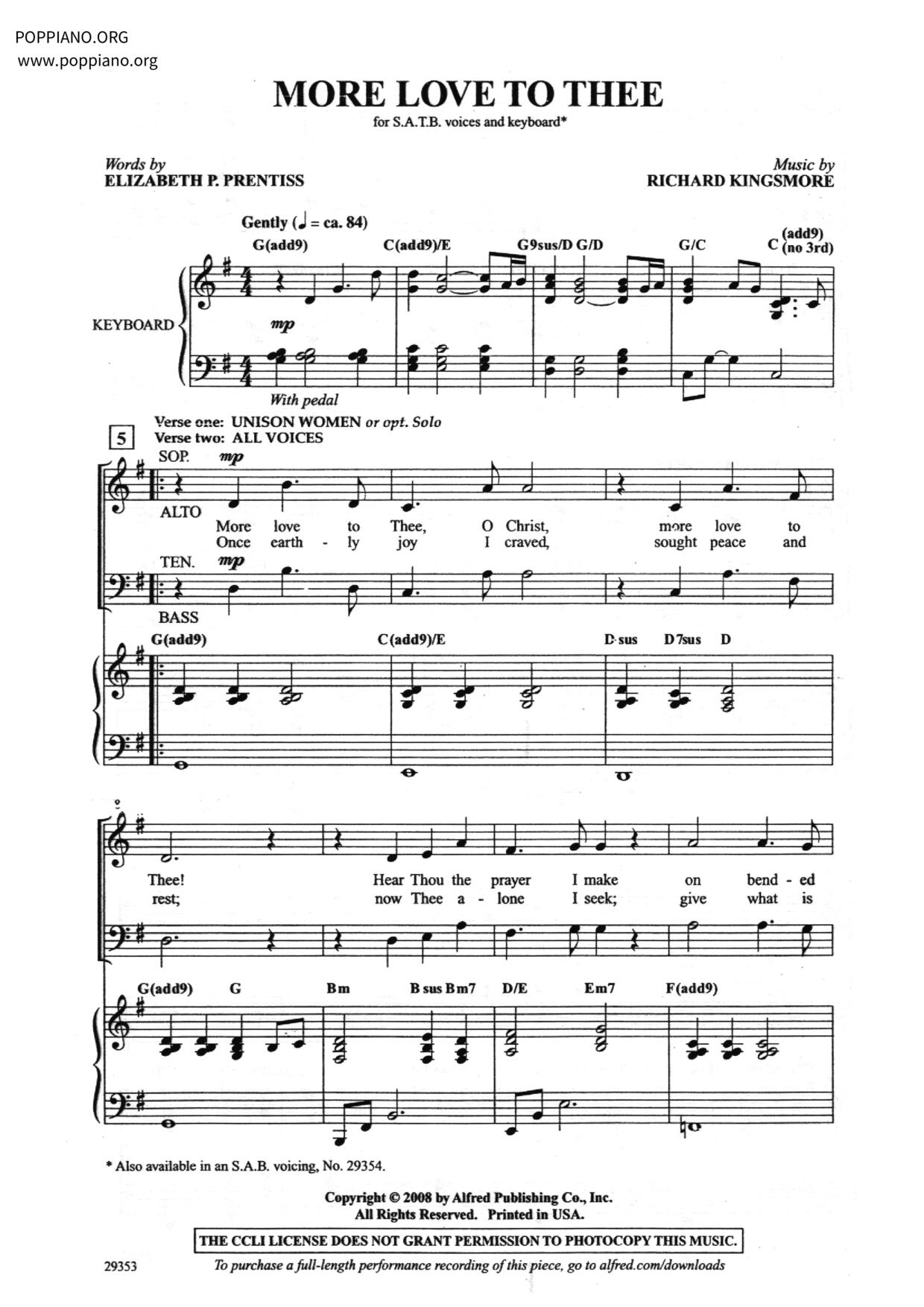 More Love To Thee Score