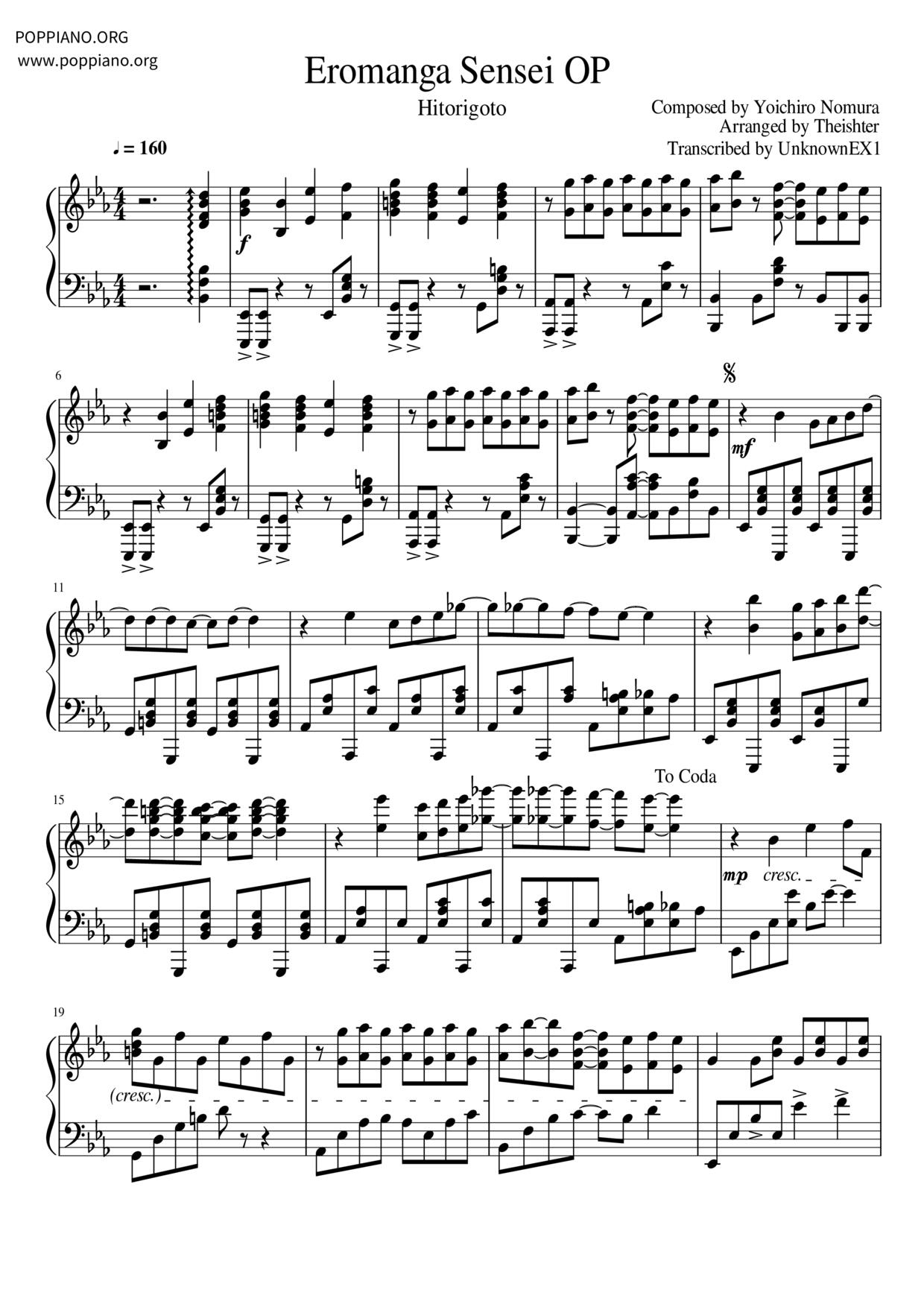 Eromanga Sensei OP (Hitorigoto) Score
