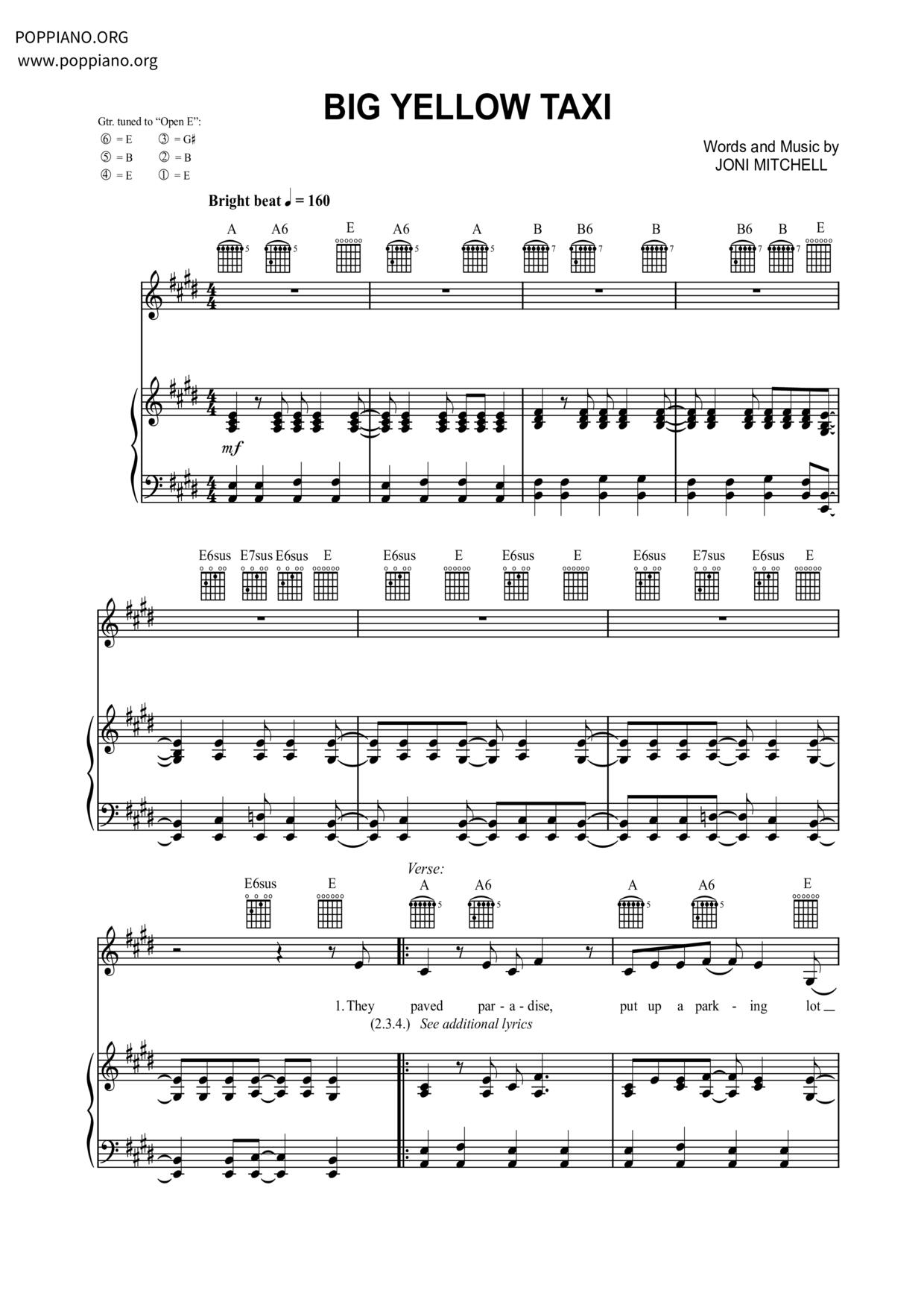 Big Yellow Taxi Score