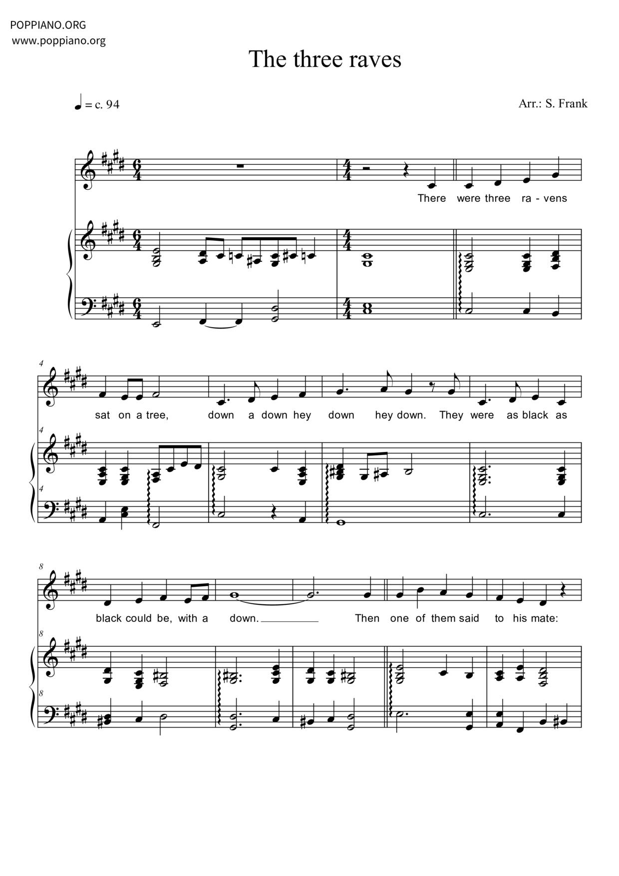 The Three Ravens Score