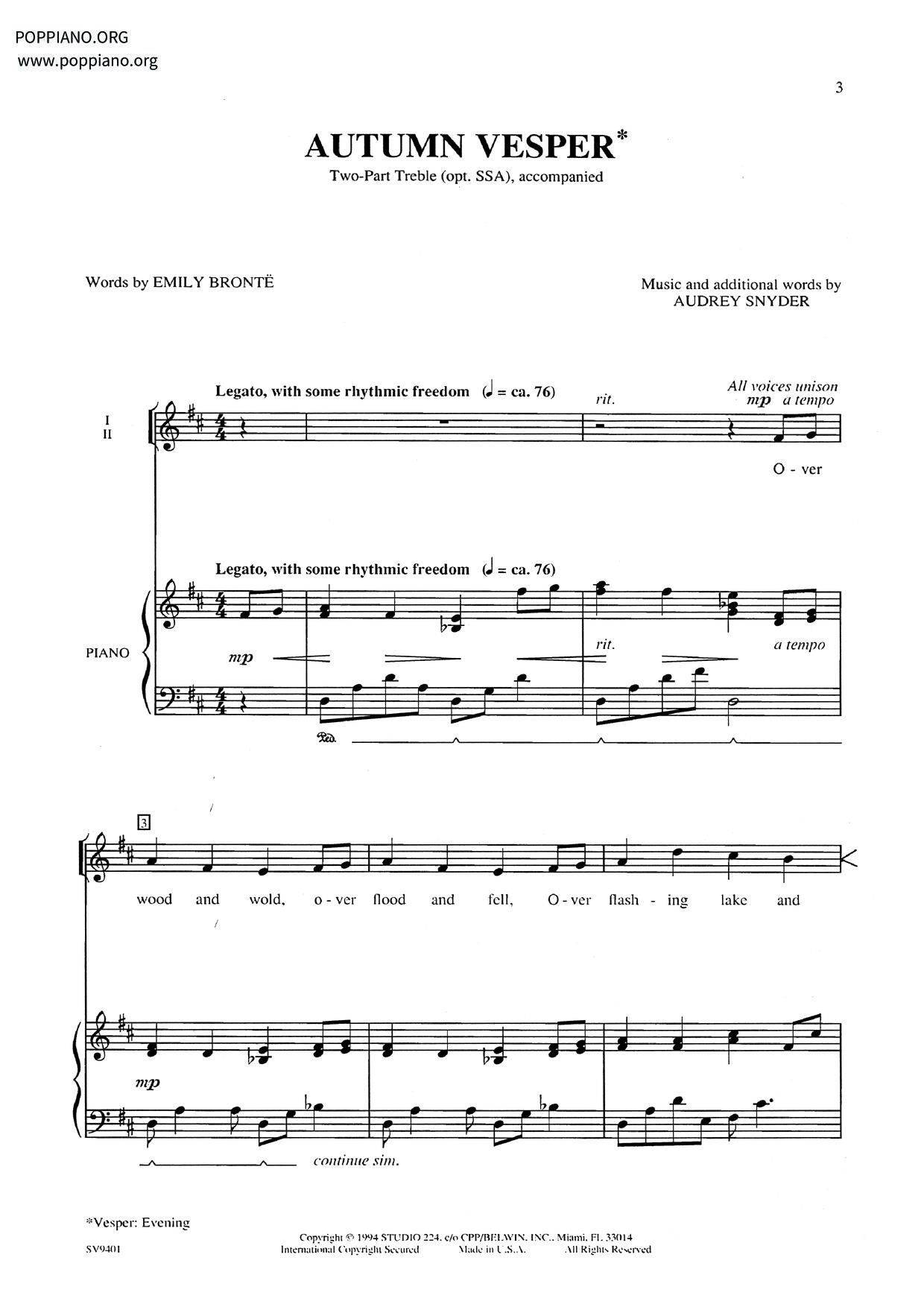 Autumn Vesper Score