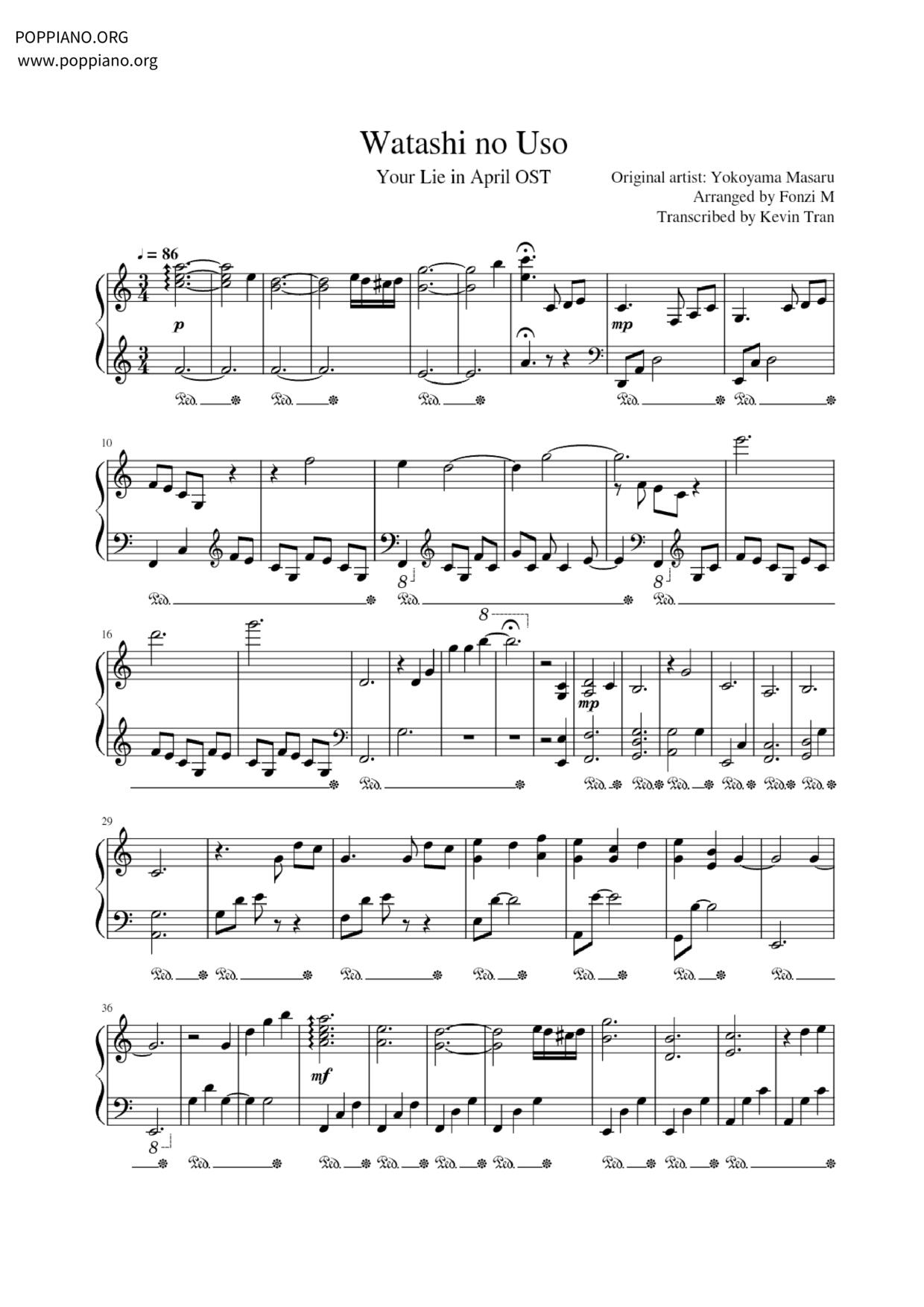 Your Lie In April- Watashi No Uso Score