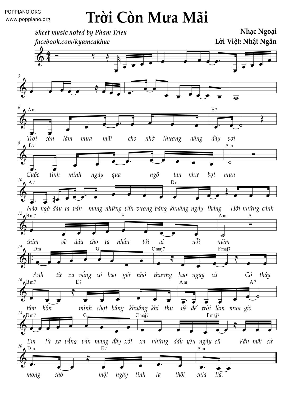 Trời Còn Mưa Mãi Score