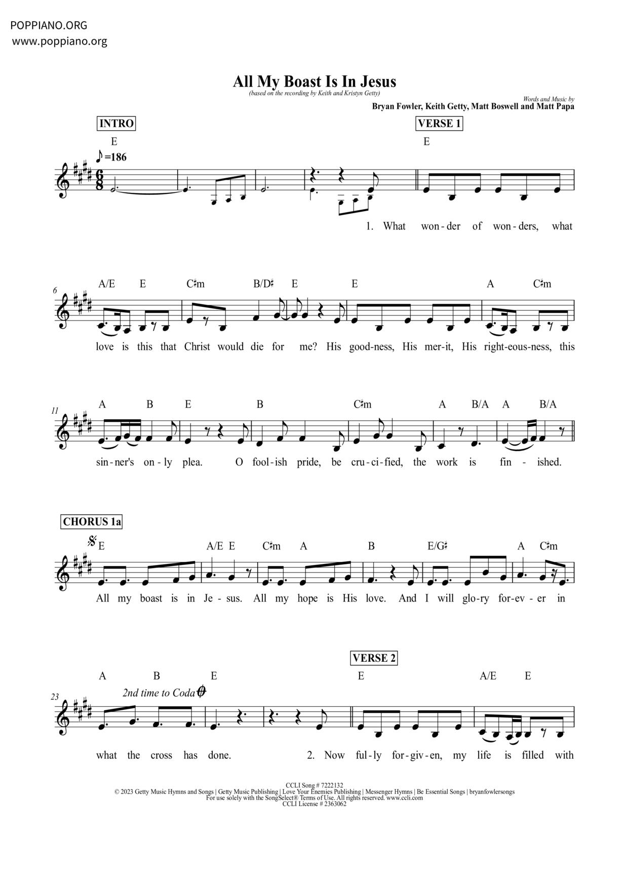 All My Boast Is In Jesus Score