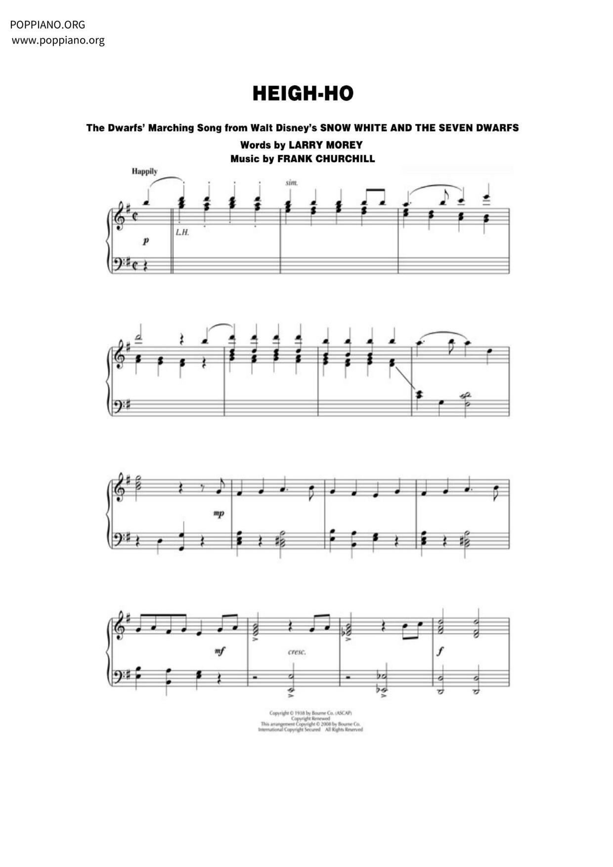 The Dwarfs' Marching Song Score