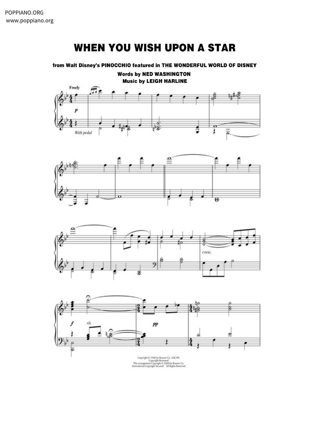 Pinocchio - When You Wish Upon a Star Score