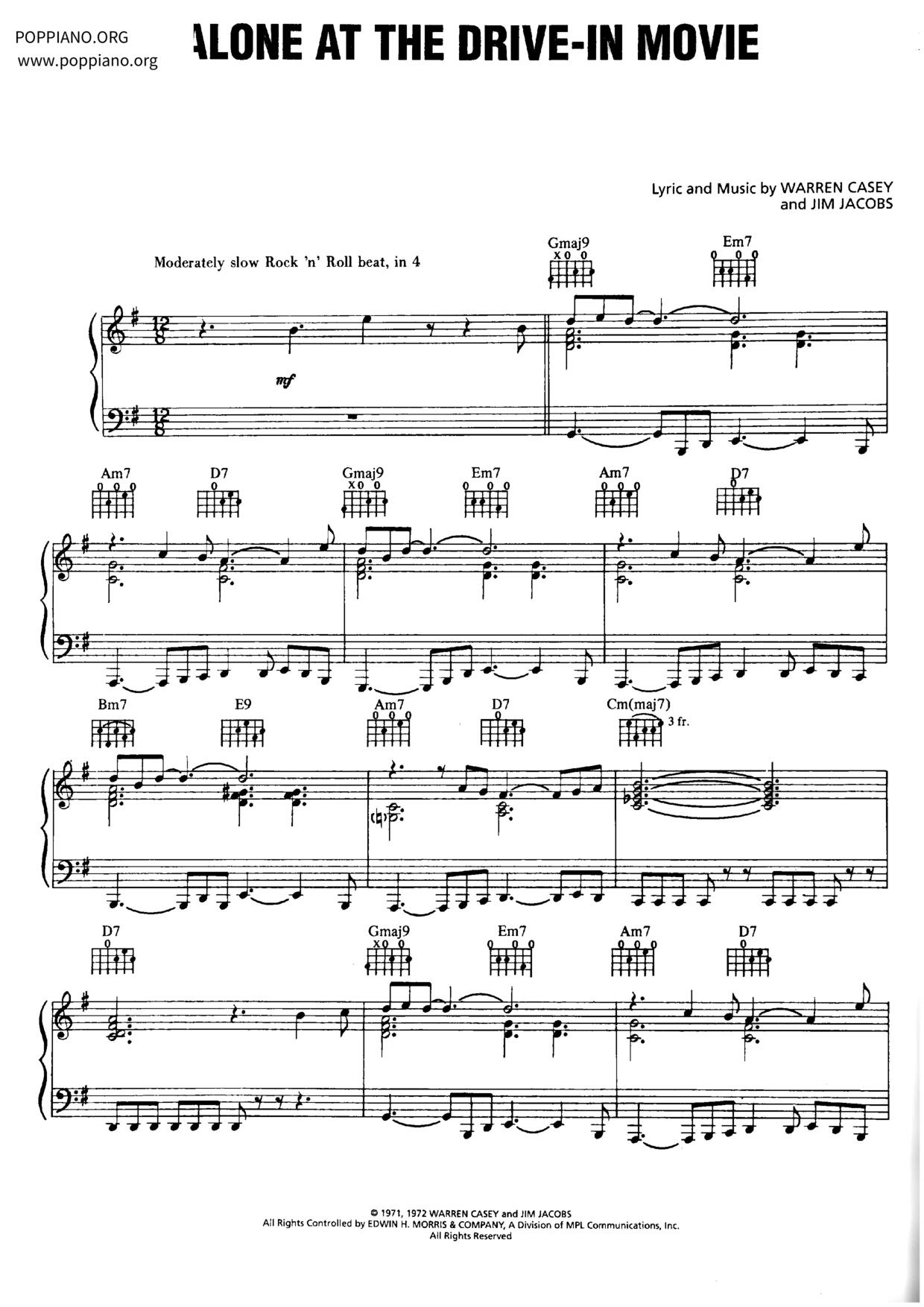 Alone At A Drive In Movie - From “Grease” Score