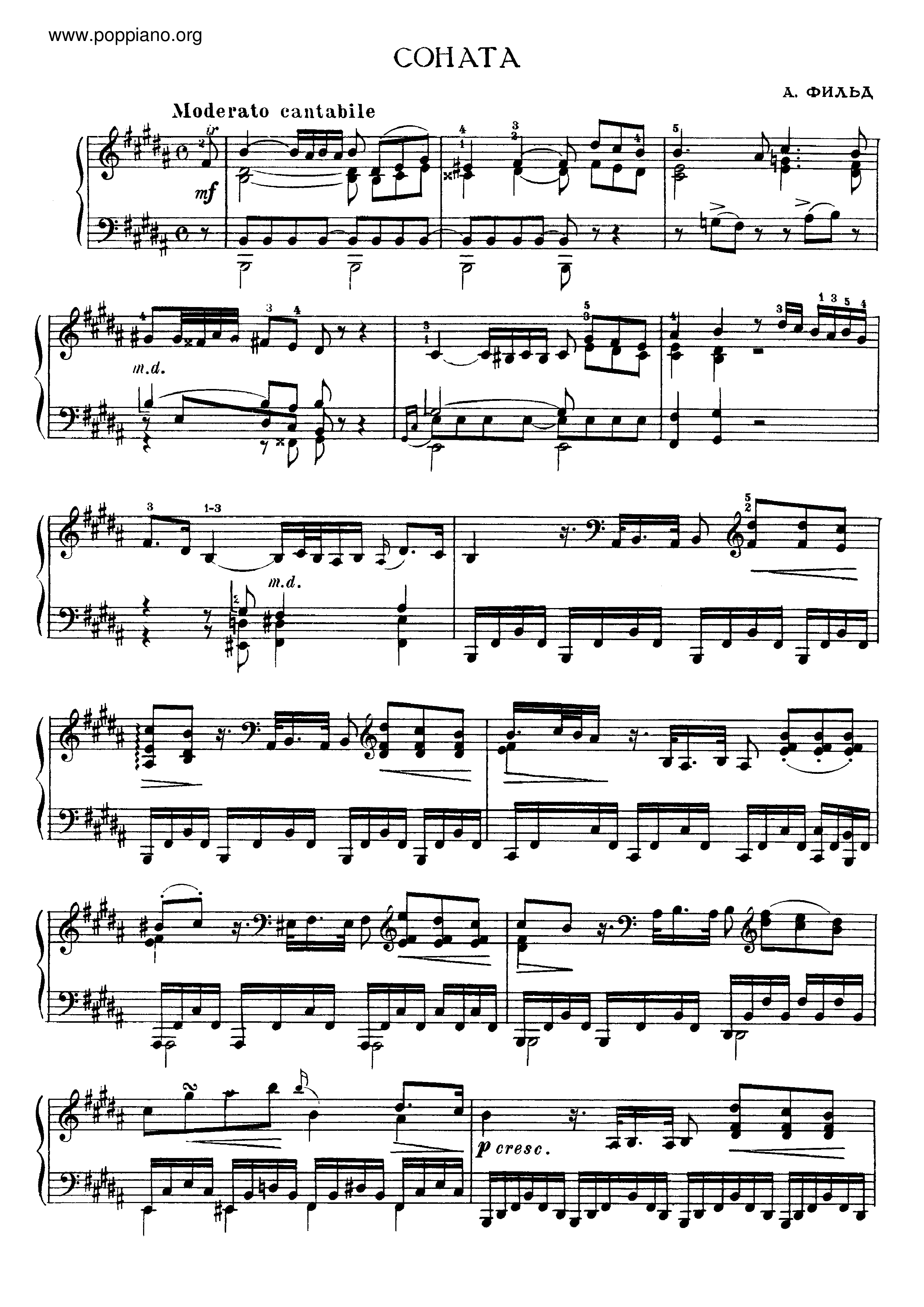 Sonata in B Major, H17 Score