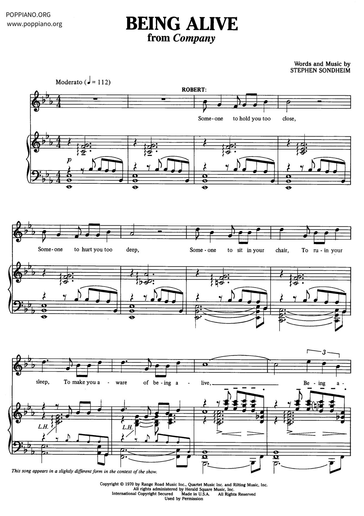 Being Alive Score