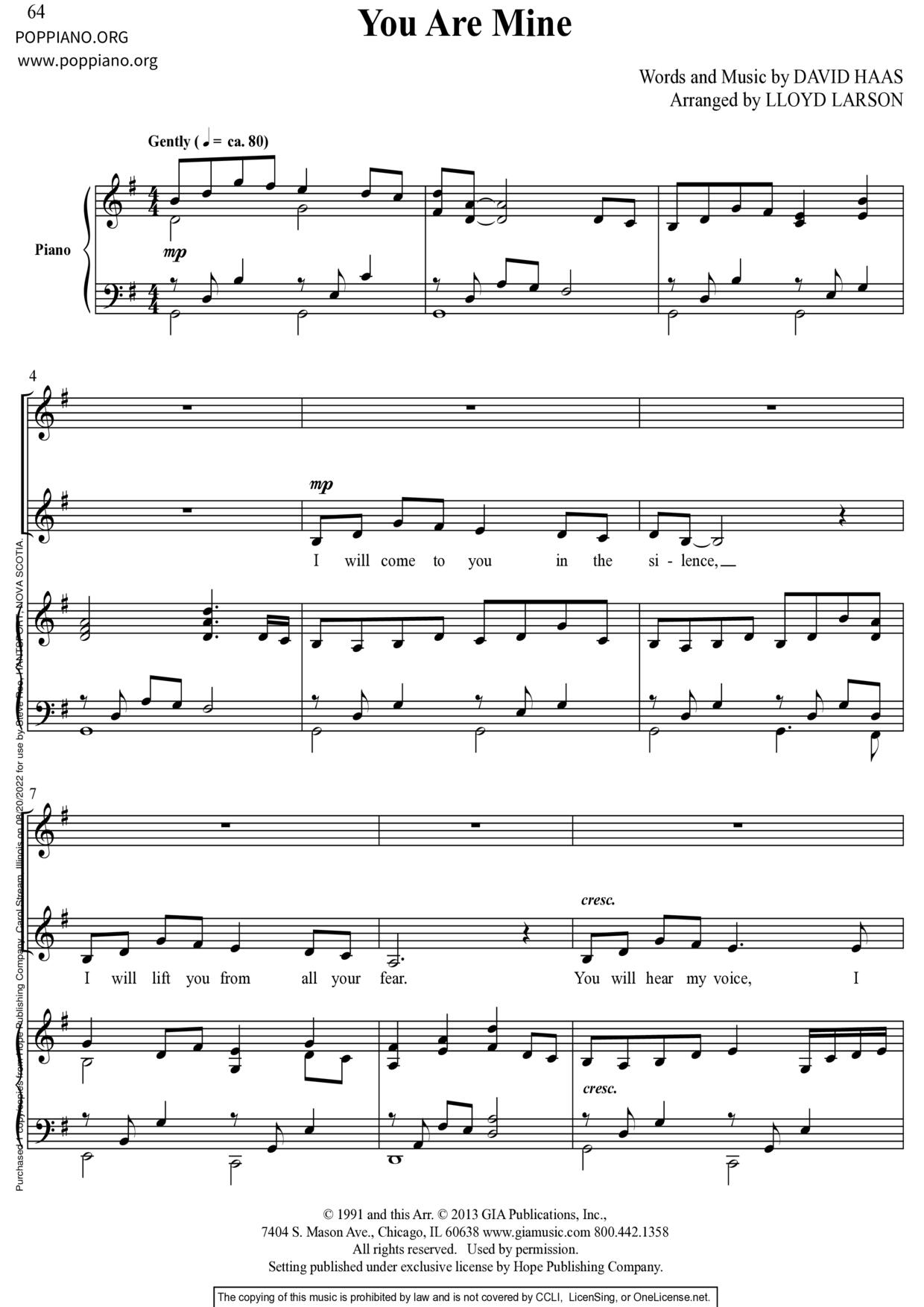 You Are Mine Score