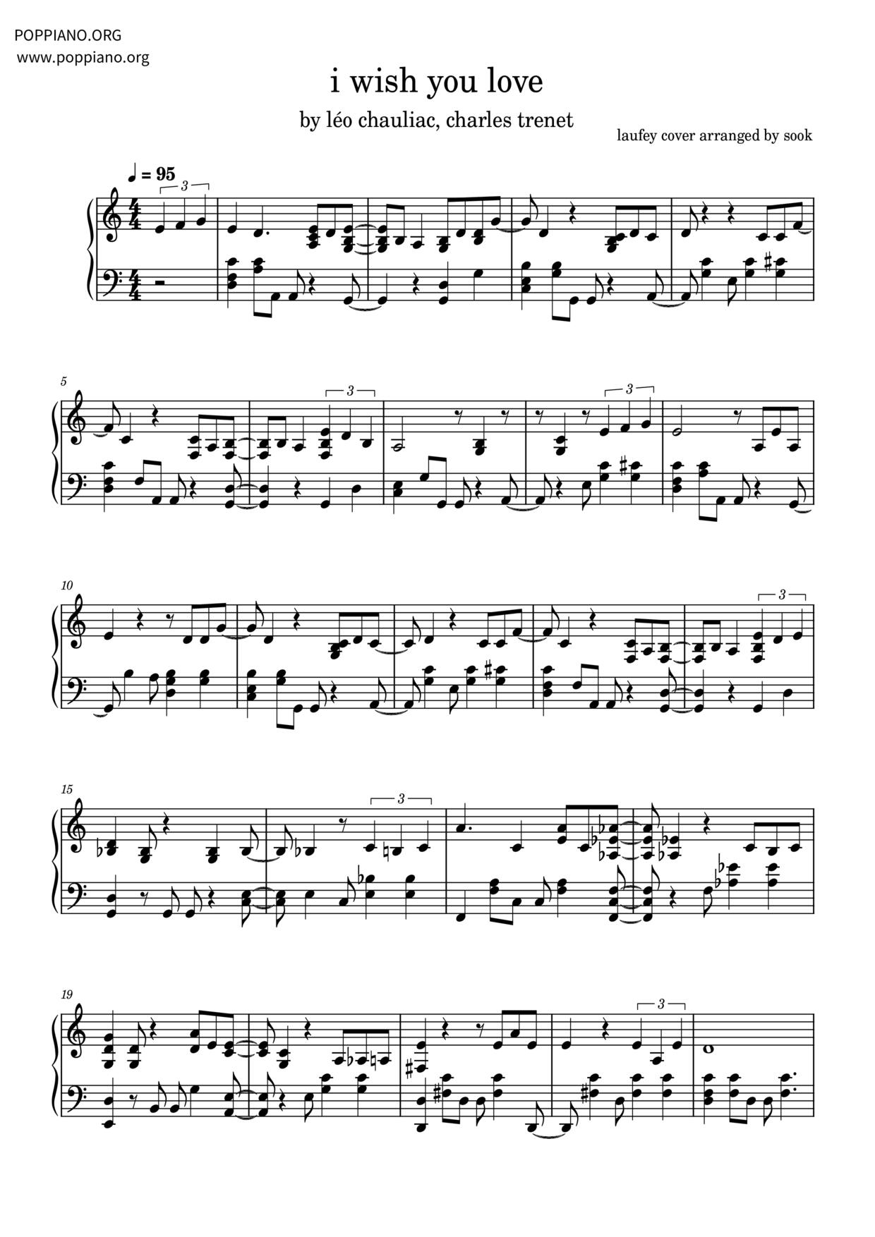 I Wish You Love Score