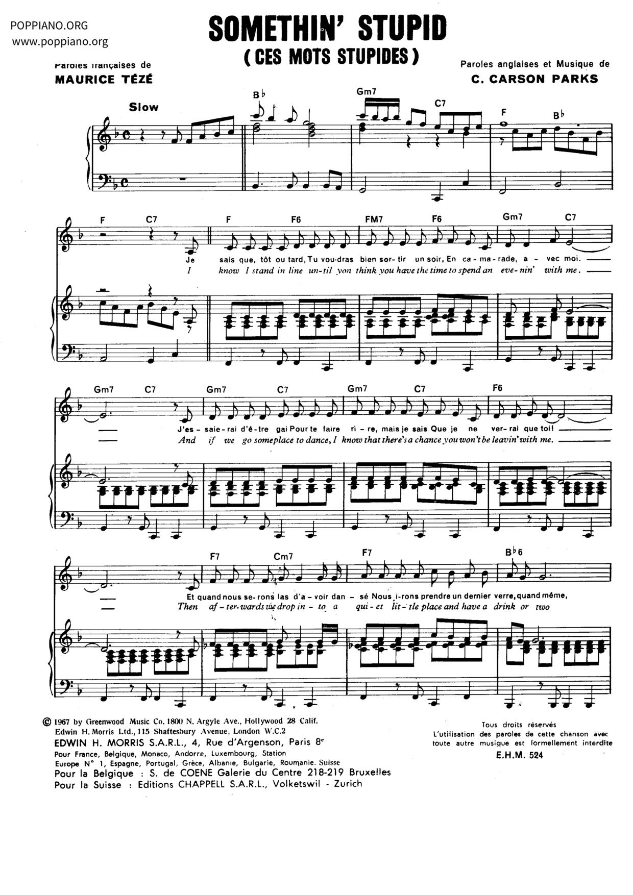Something Stupid Score