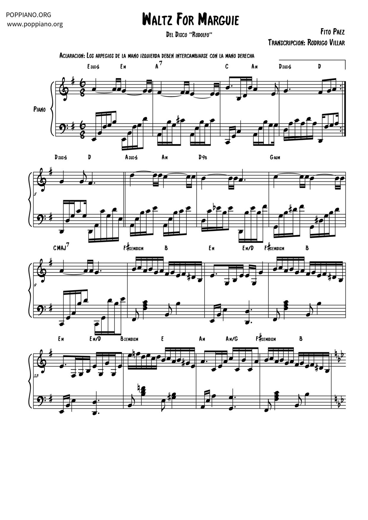Waltz For Marguie Score