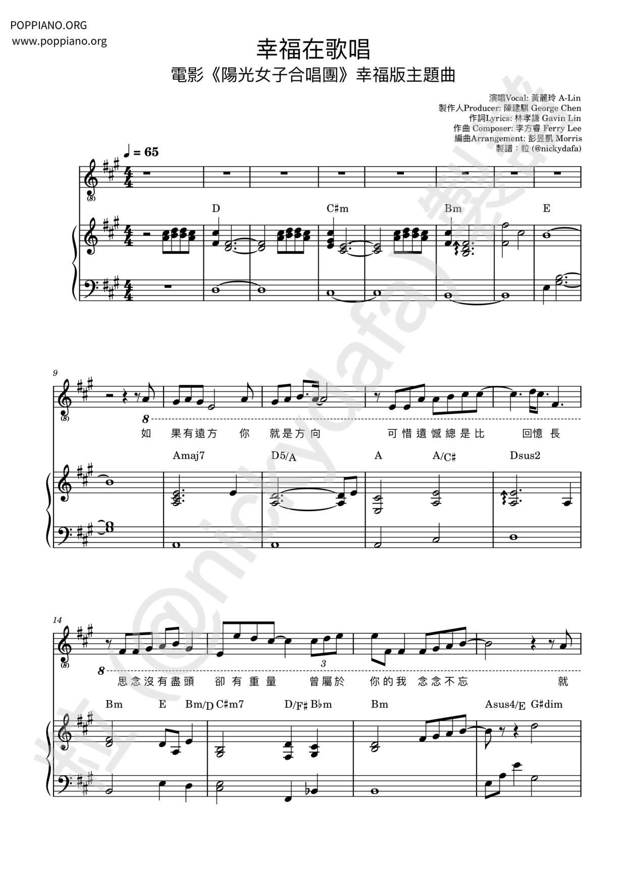 Happiness Is Singing Score