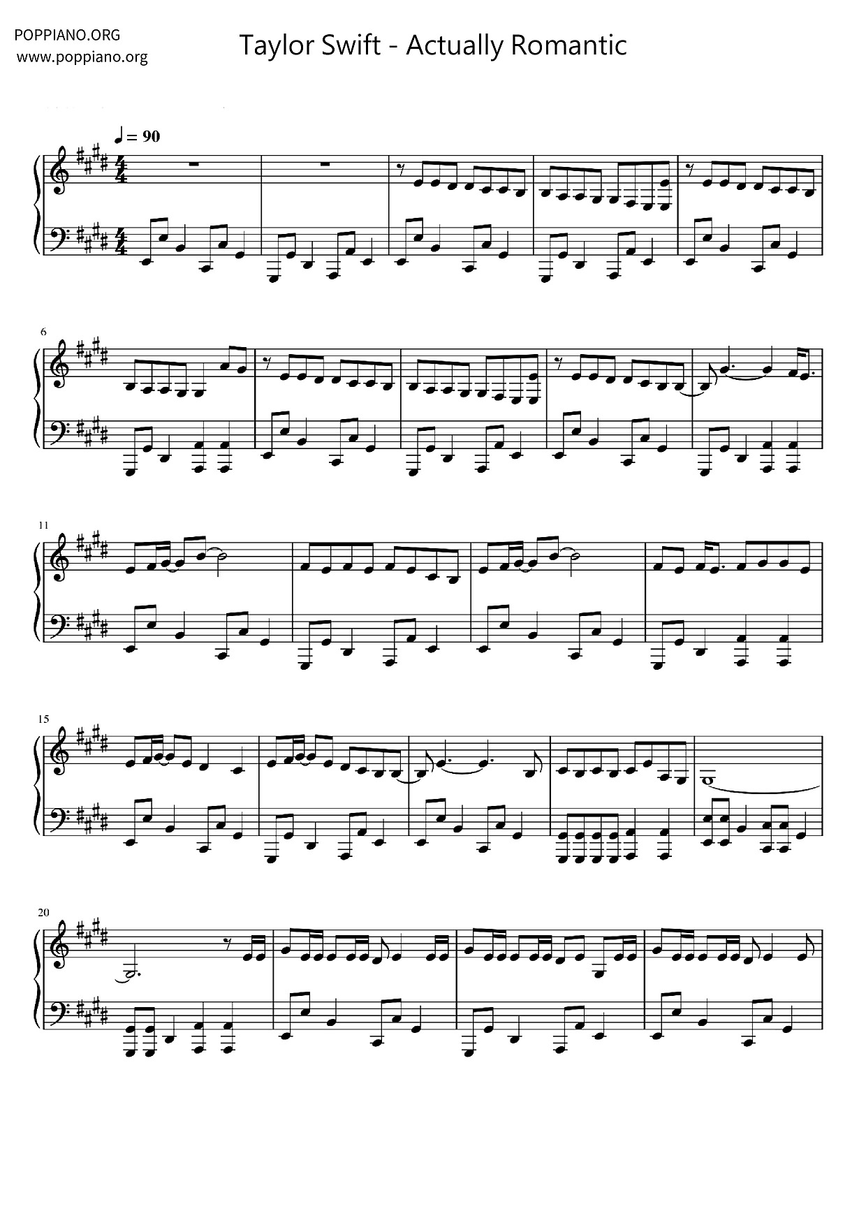 Actually Romantic Score