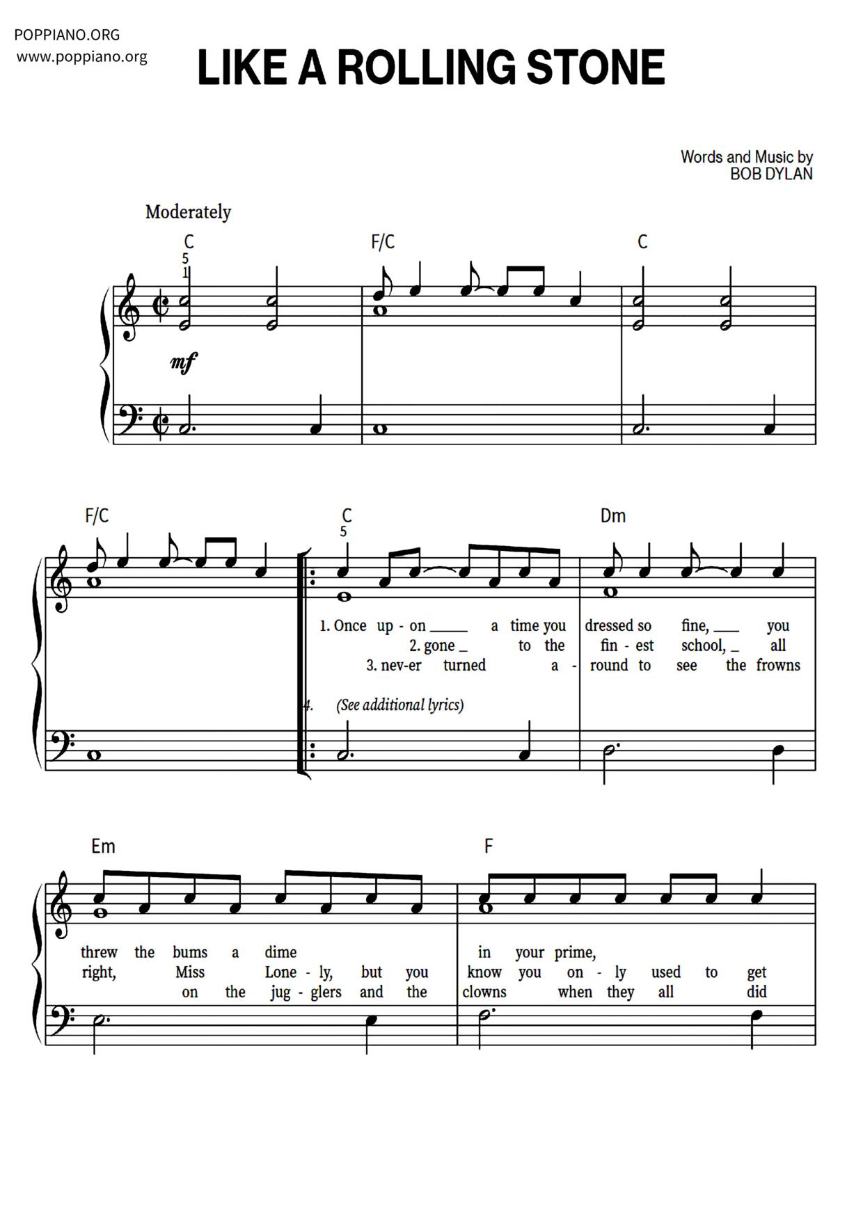 Like A Rolling Stone Score