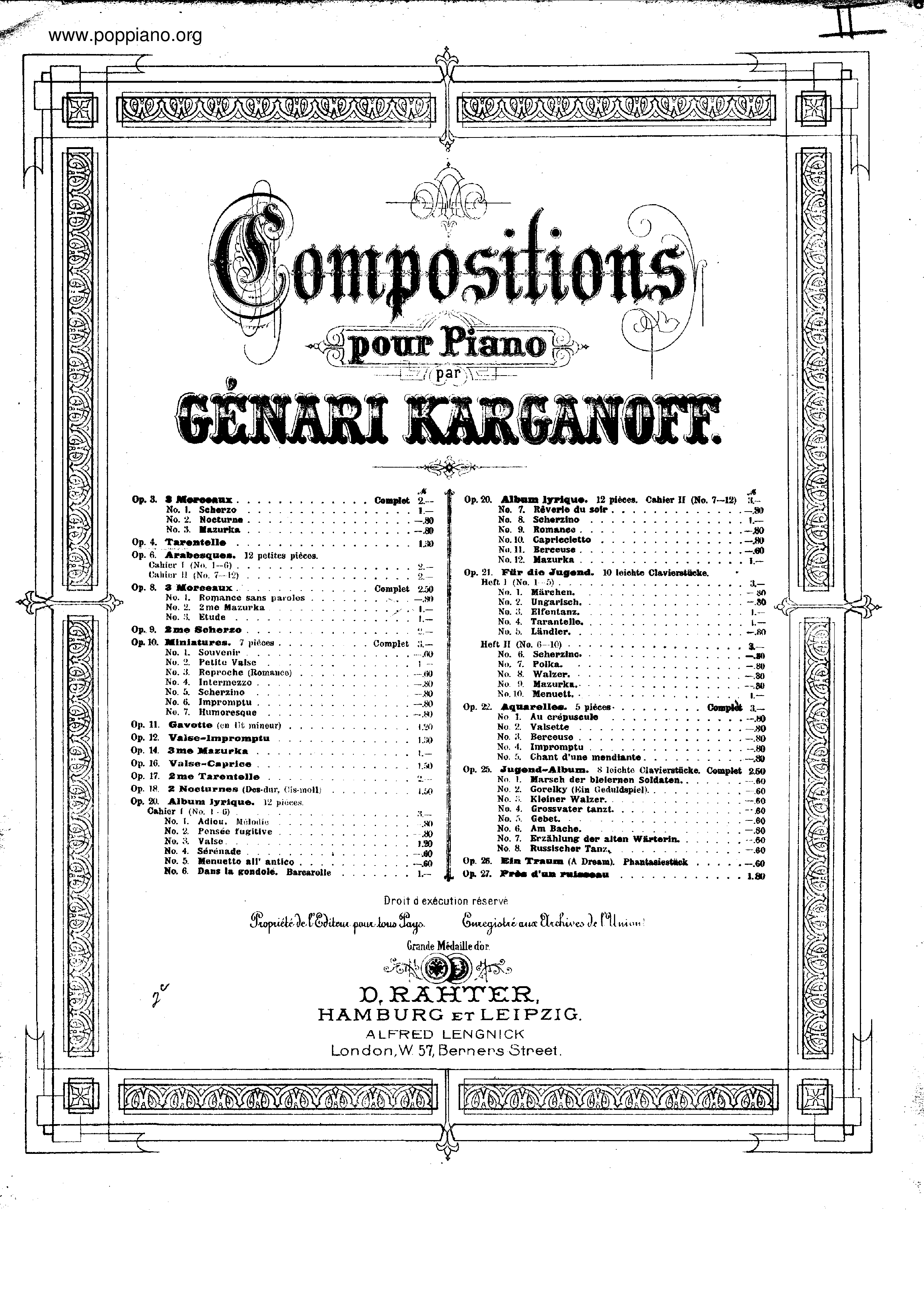 Tarantelle No.1, Op.4 Score