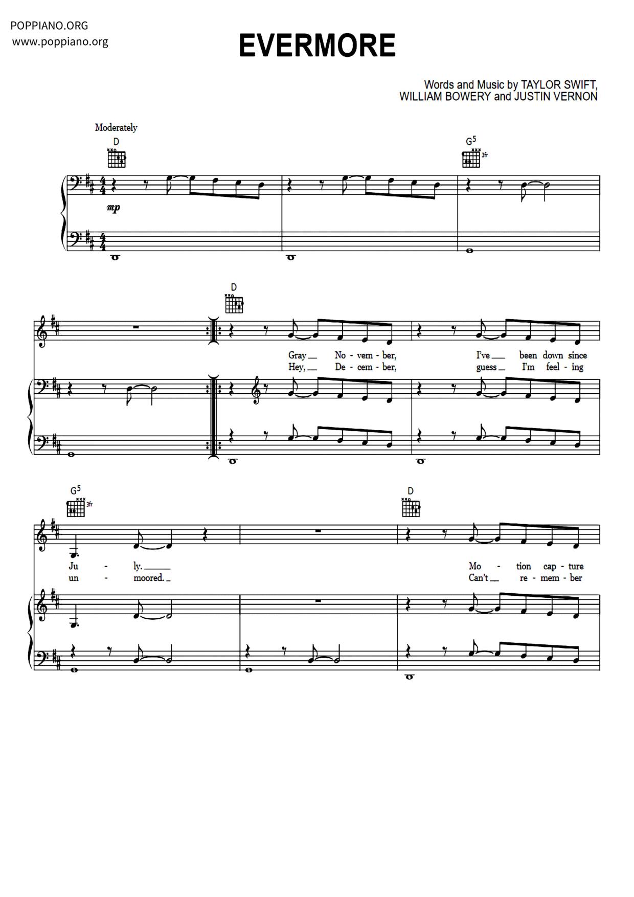 Evermore (feat. Bon Iver) Score