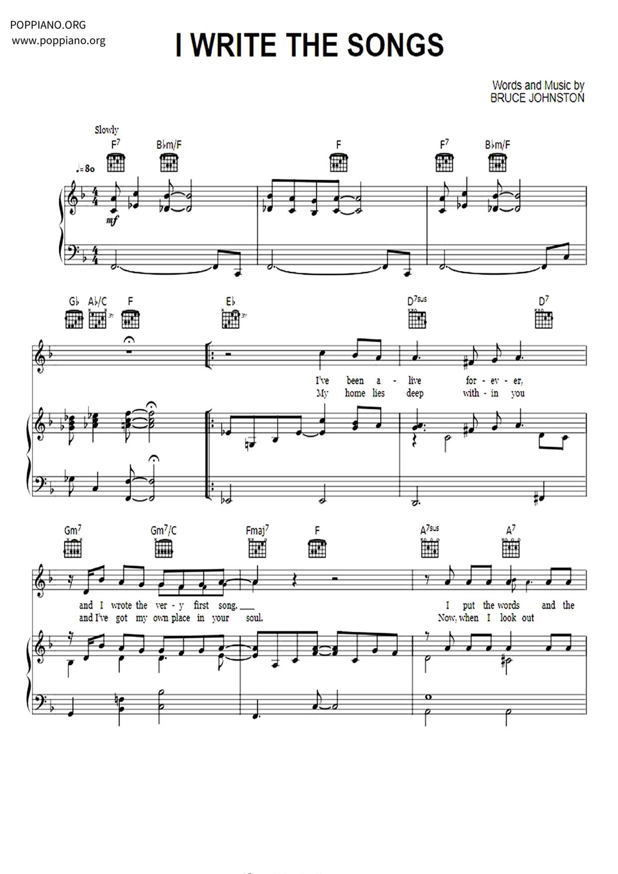 I Write The Songs Score