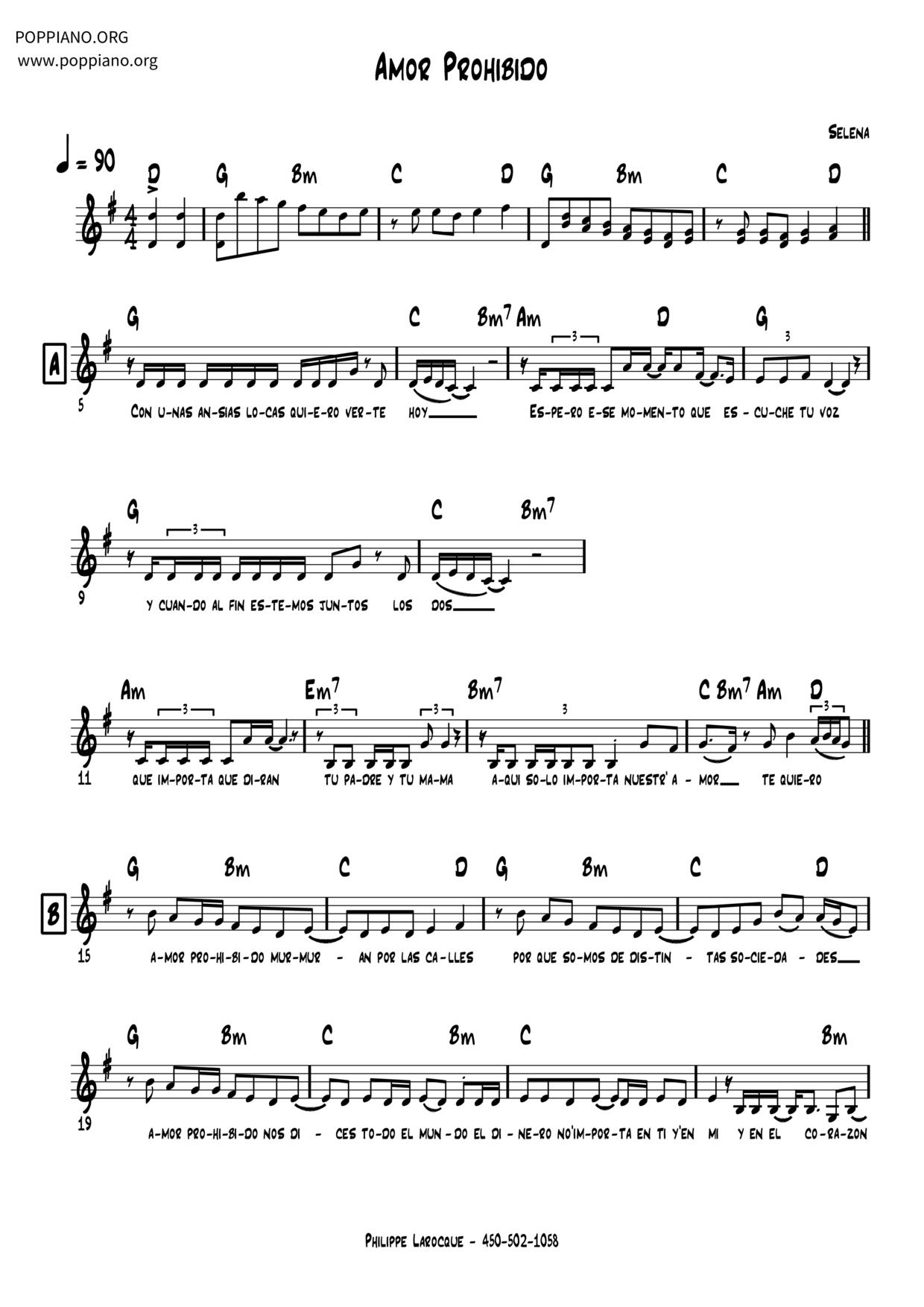 Amor Prohibido Score