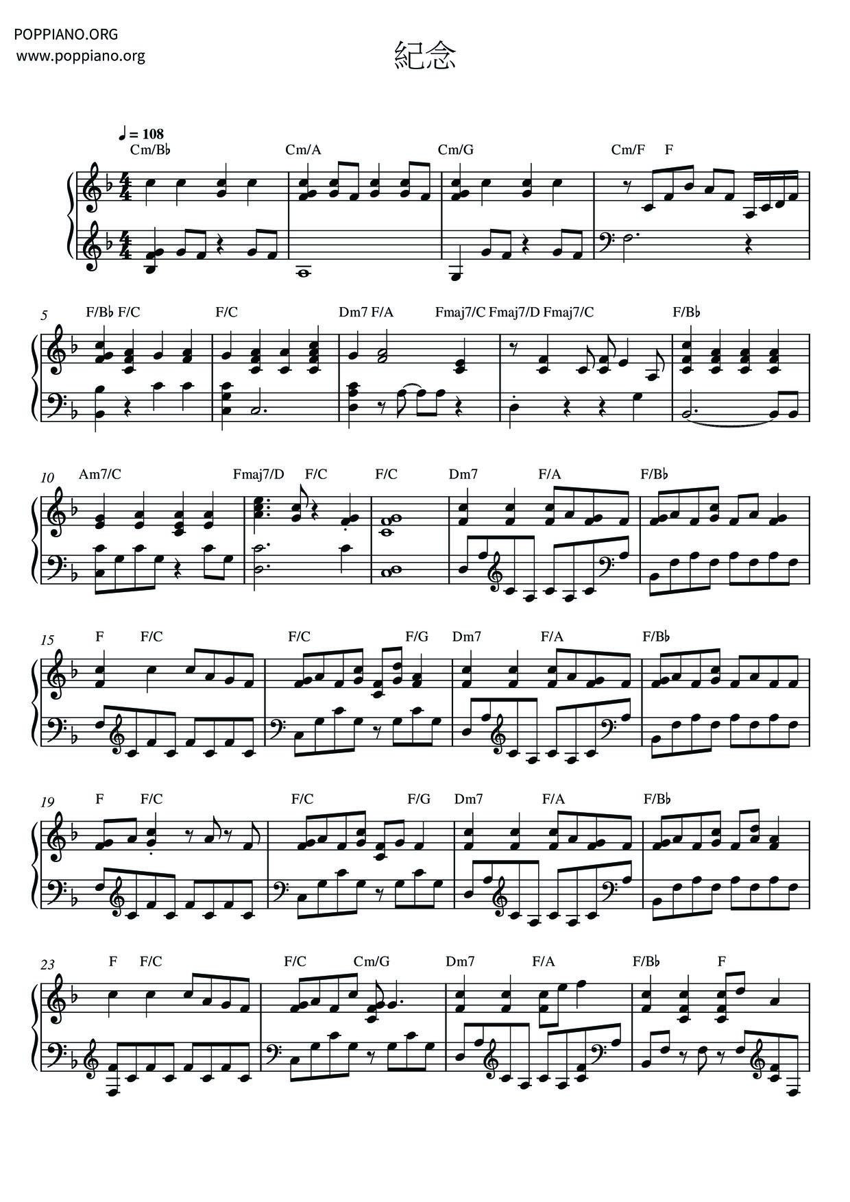In Remembrance Score